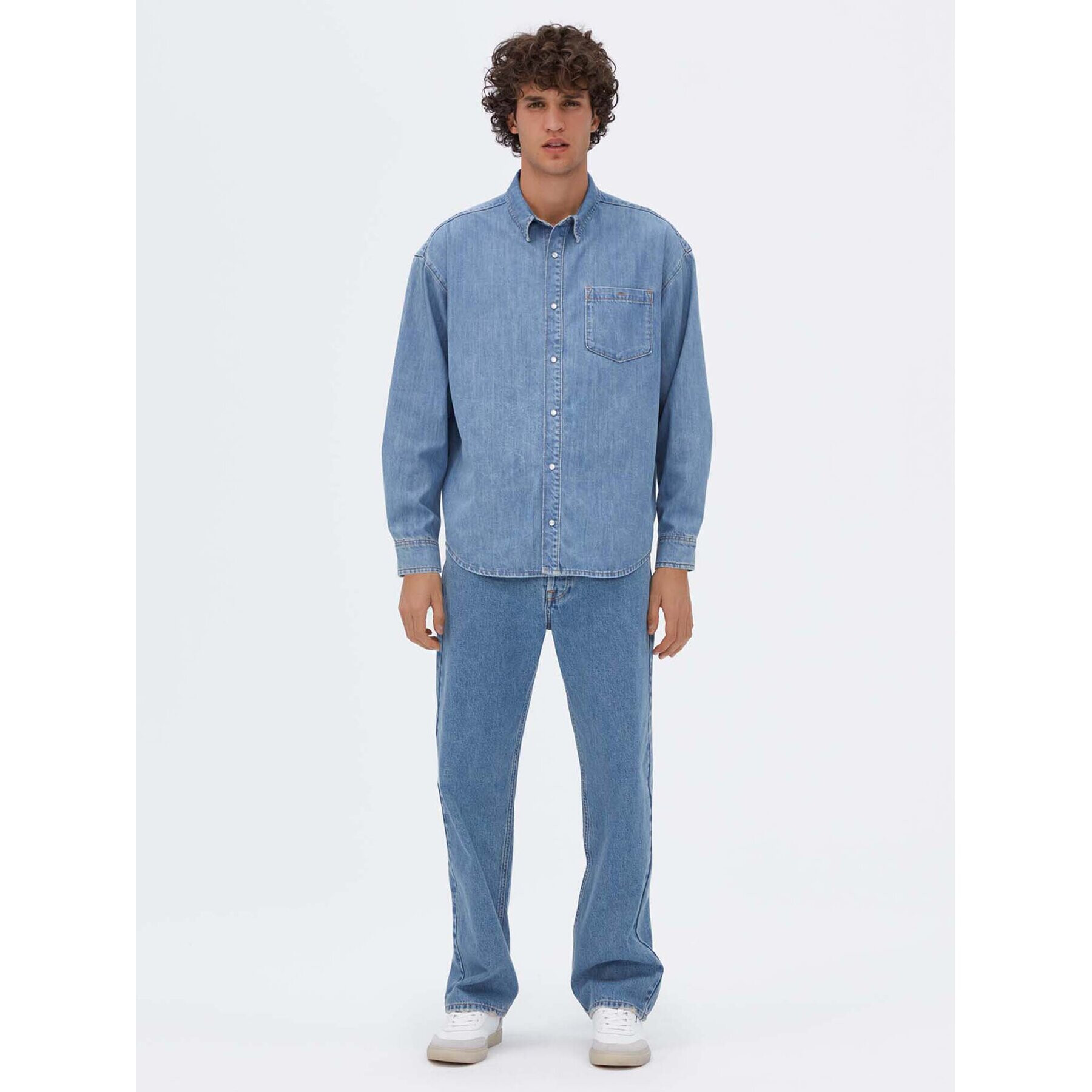 Americanos cămașă de blugi Unisex Michigan Albastru Oversize - Pled.ro