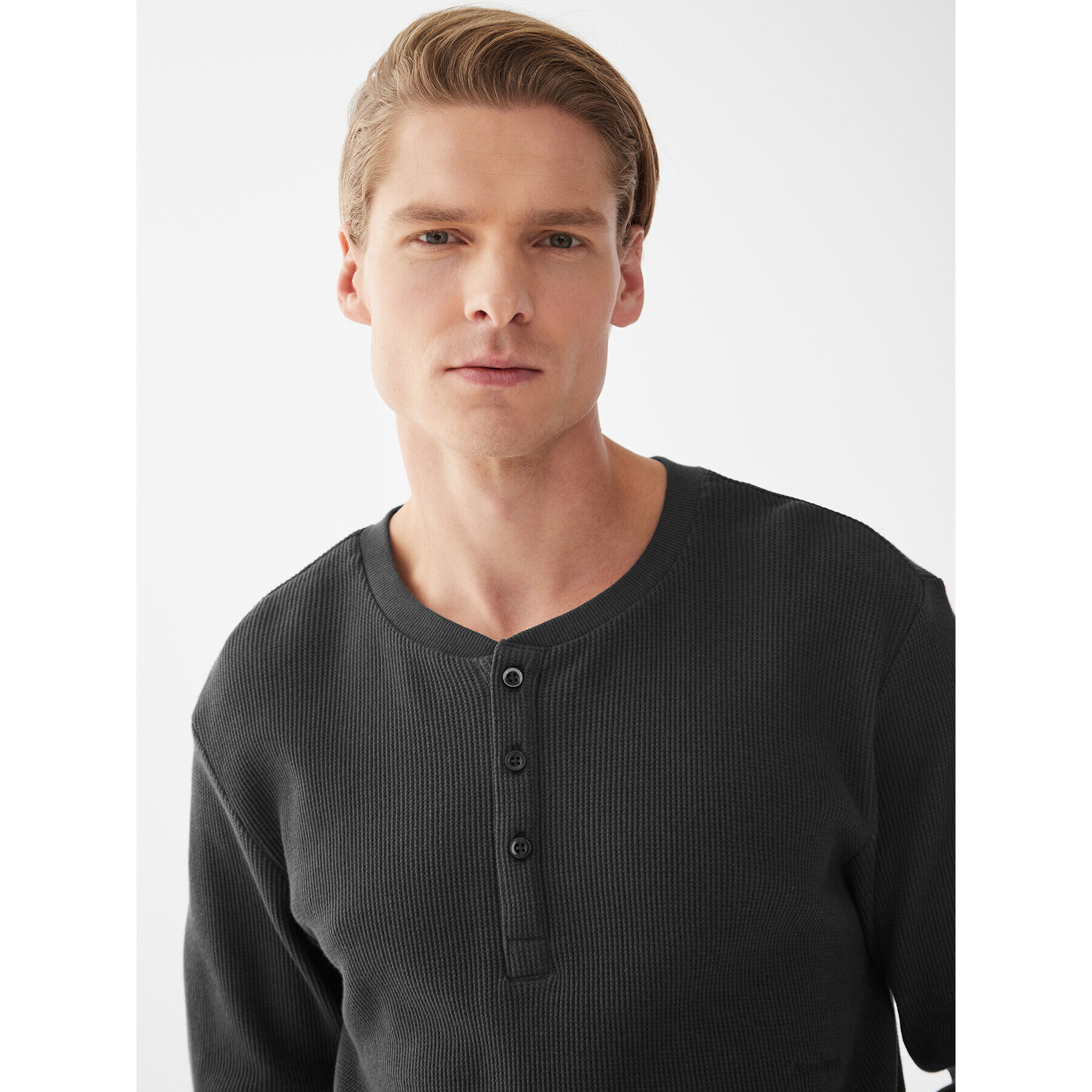 Americanos Longsleeve Montreal Henley Negru Regular Fit - Pled.ro