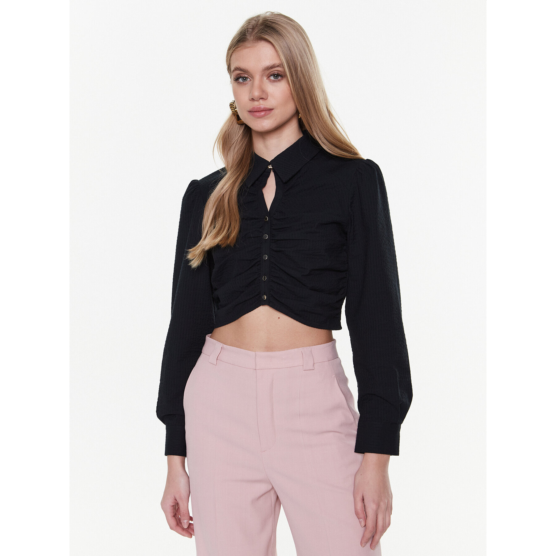 Ba&sh Cămașă Kari 1E23KARI Negru Slim Fit - Pled.ro