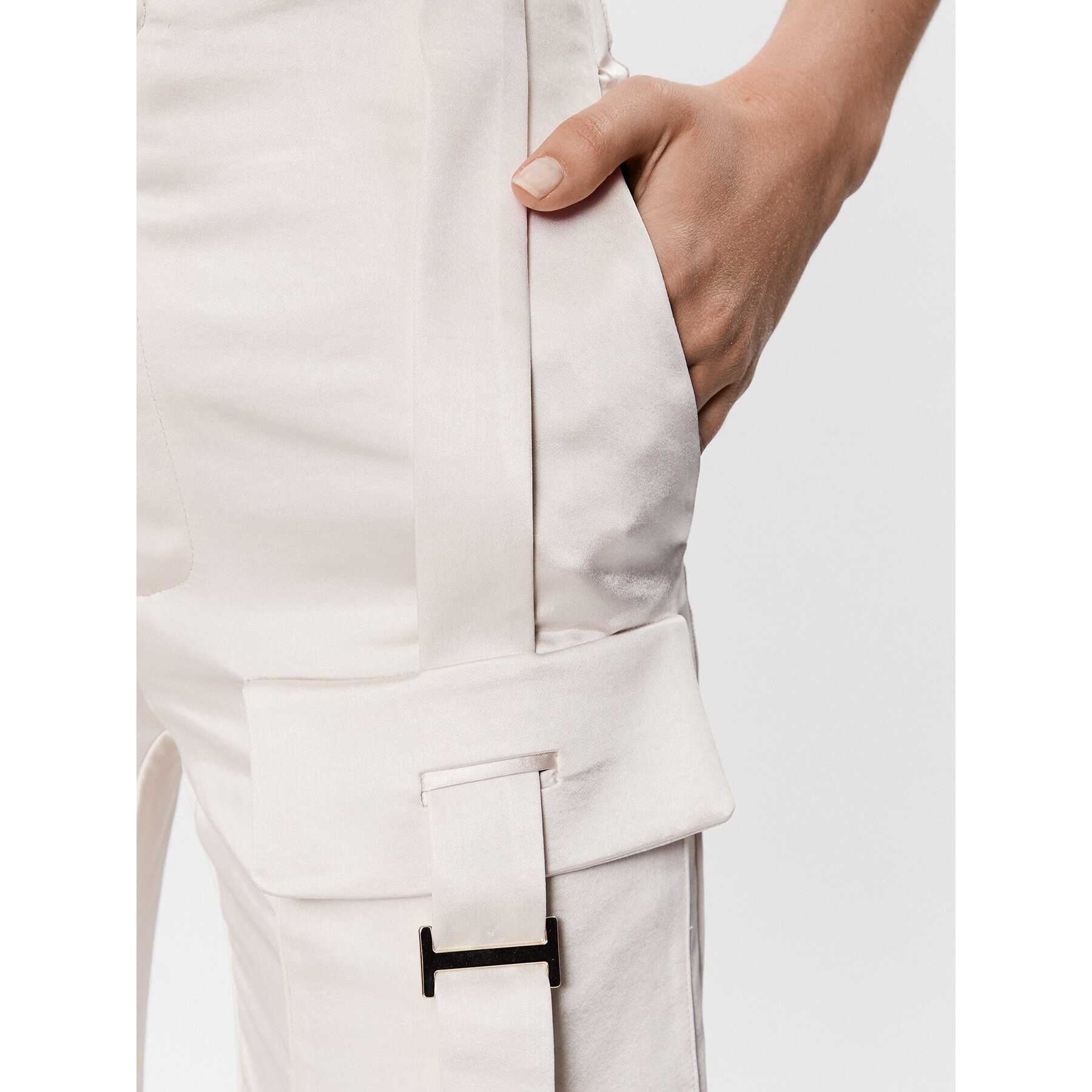 Babylon Pantaloni din material S_E00075 Écru Regular Fit - Pled.ro