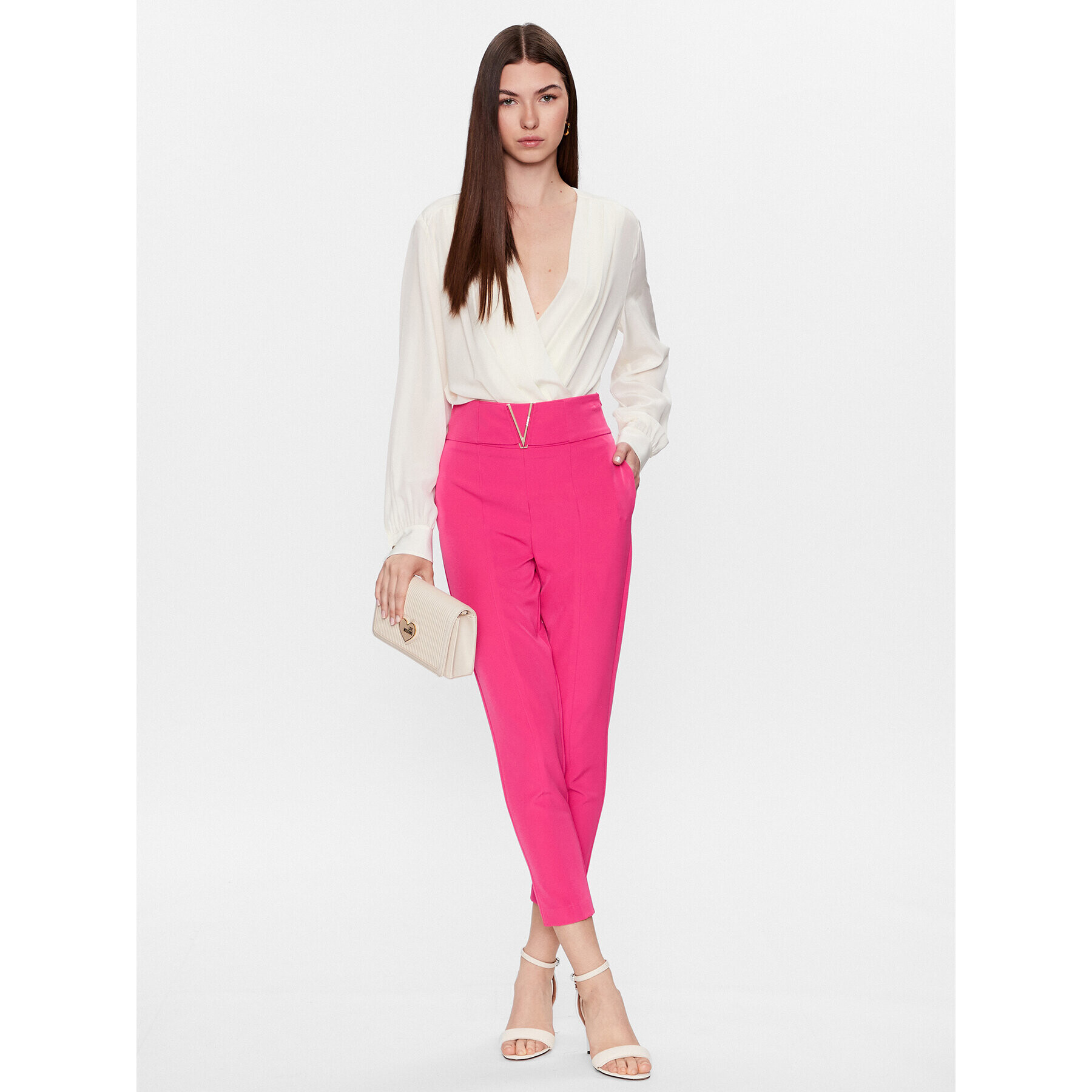 Babylon Pantaloni din material S_S00508 Roz Regular Fit - Pled.ro