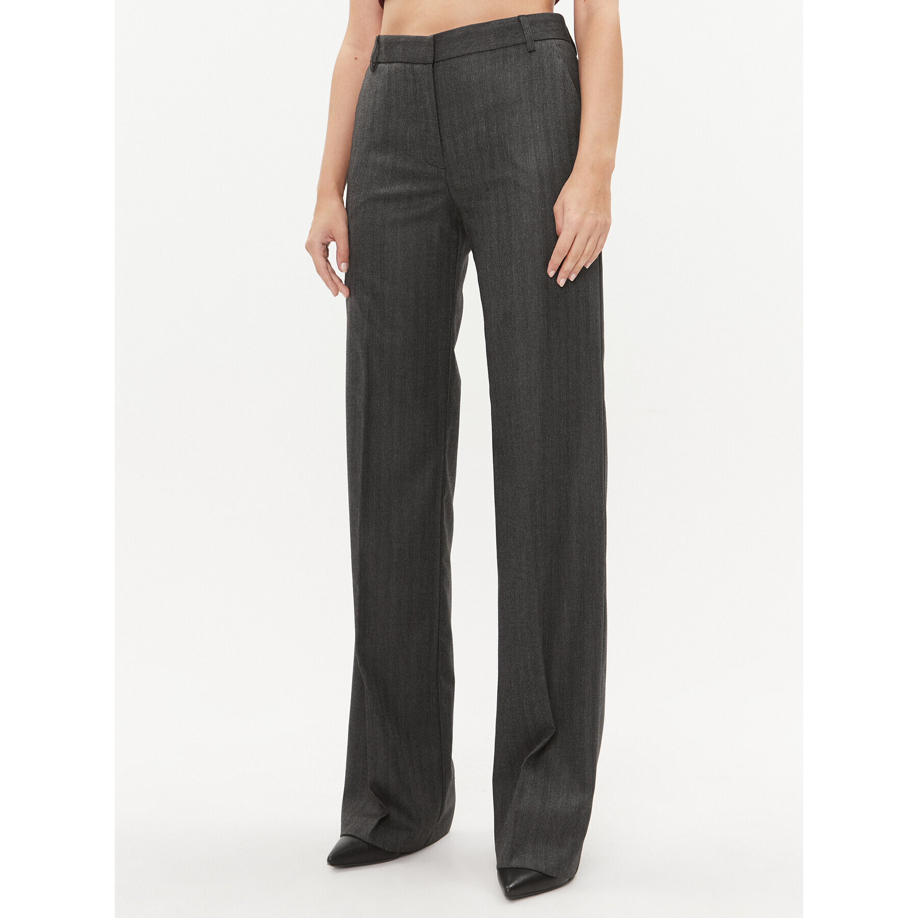 Babylon Pantaloni din material T_S00535 Gri Wide Leg - Pled.ro