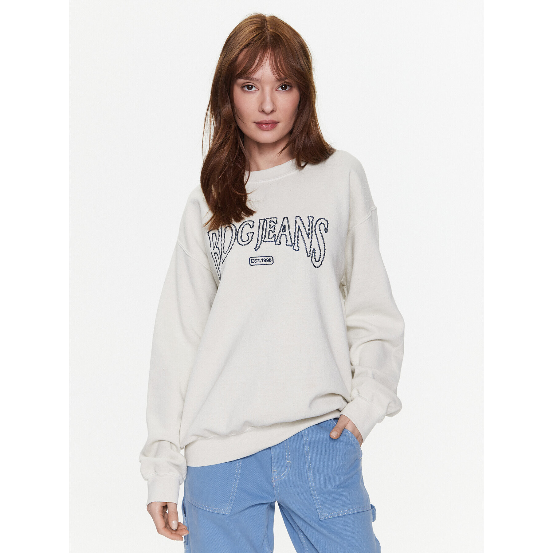 BDG Urban Outfitters Bluză BDG EMBROIDERED SWEAT 76470806 Bej Oversize - Pled.ro