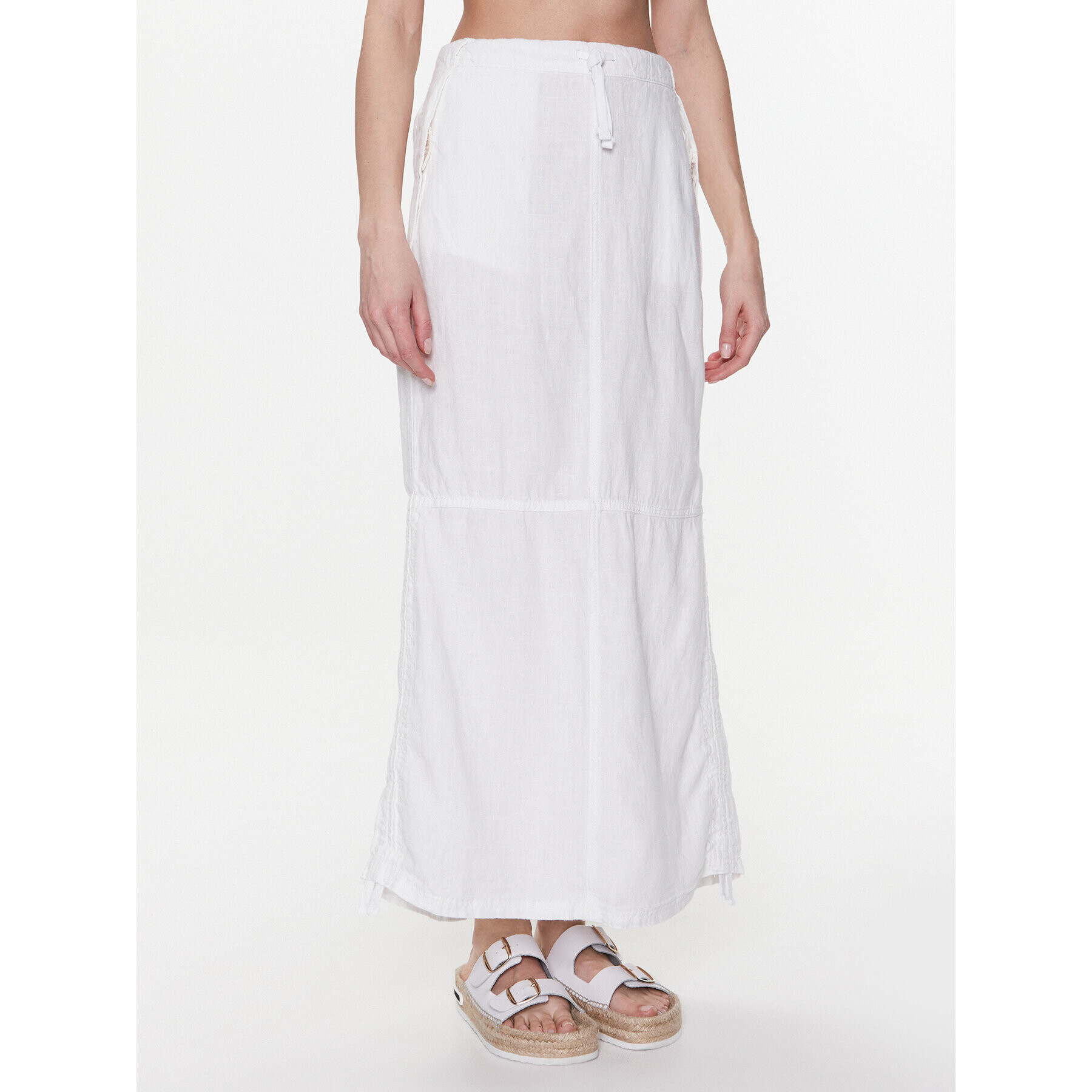 BDG Urban Outfitters Fustă maxi BDG BAGGY LINEN SKIRT 76472083 Alb - Pled.ro