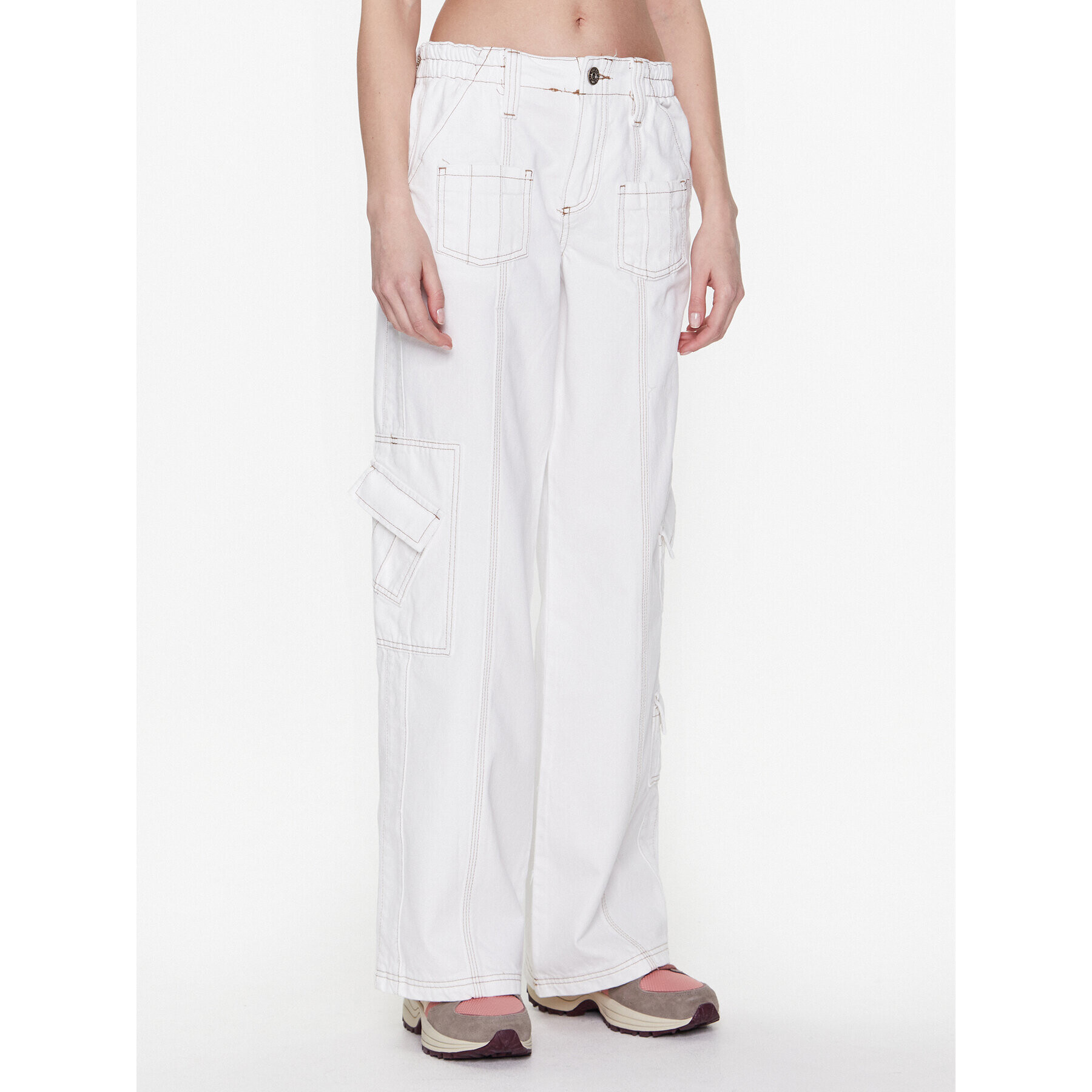 BDG Urban Outfitters Pantaloni din material BDG DENIM Y2K WHITE 76473123 Alb Relaxed Fit - Pled.ro