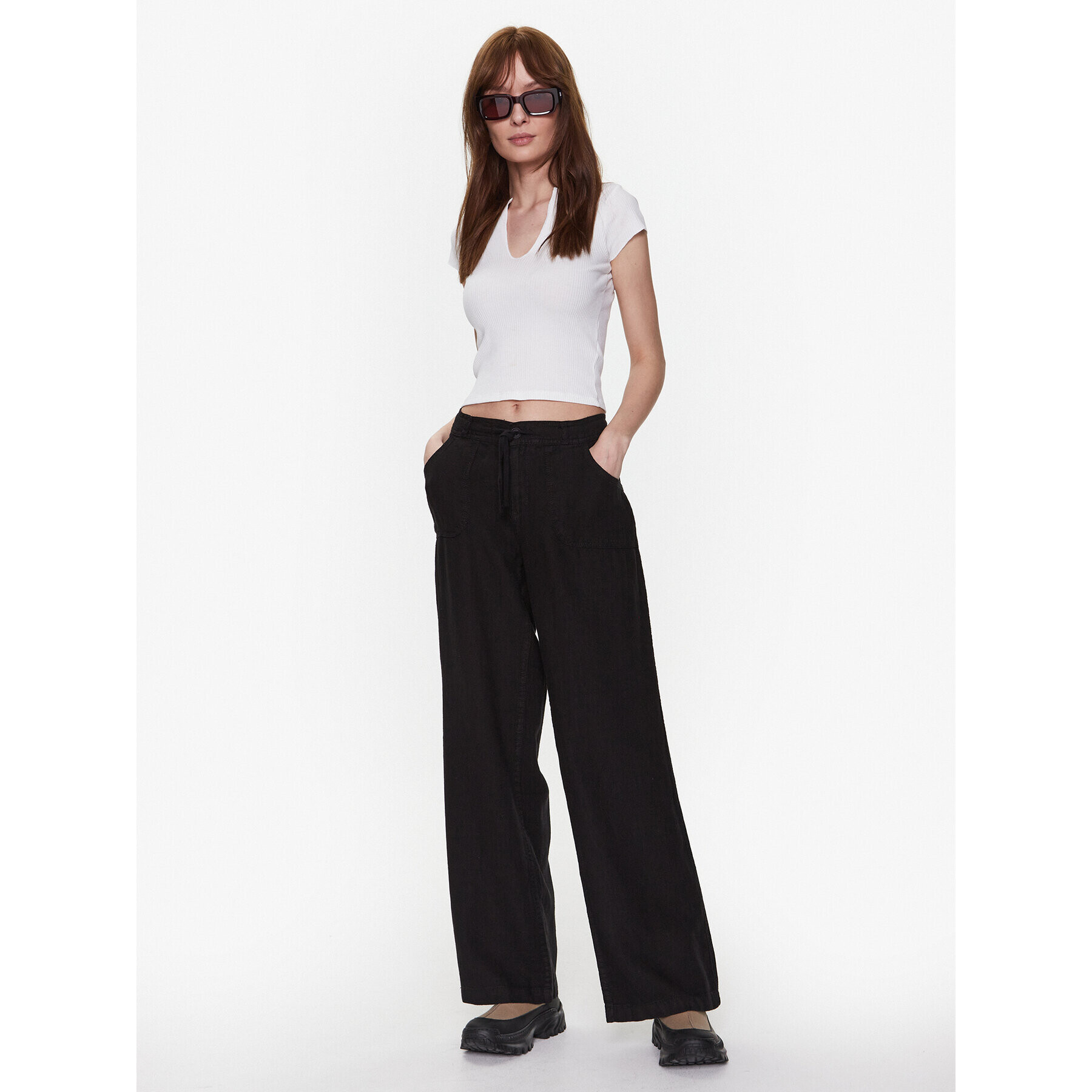 BDG Urban Outfitters Pantaloni din material BDG LINEN FIVE POCKET 76474998 Negru - Pled.ro