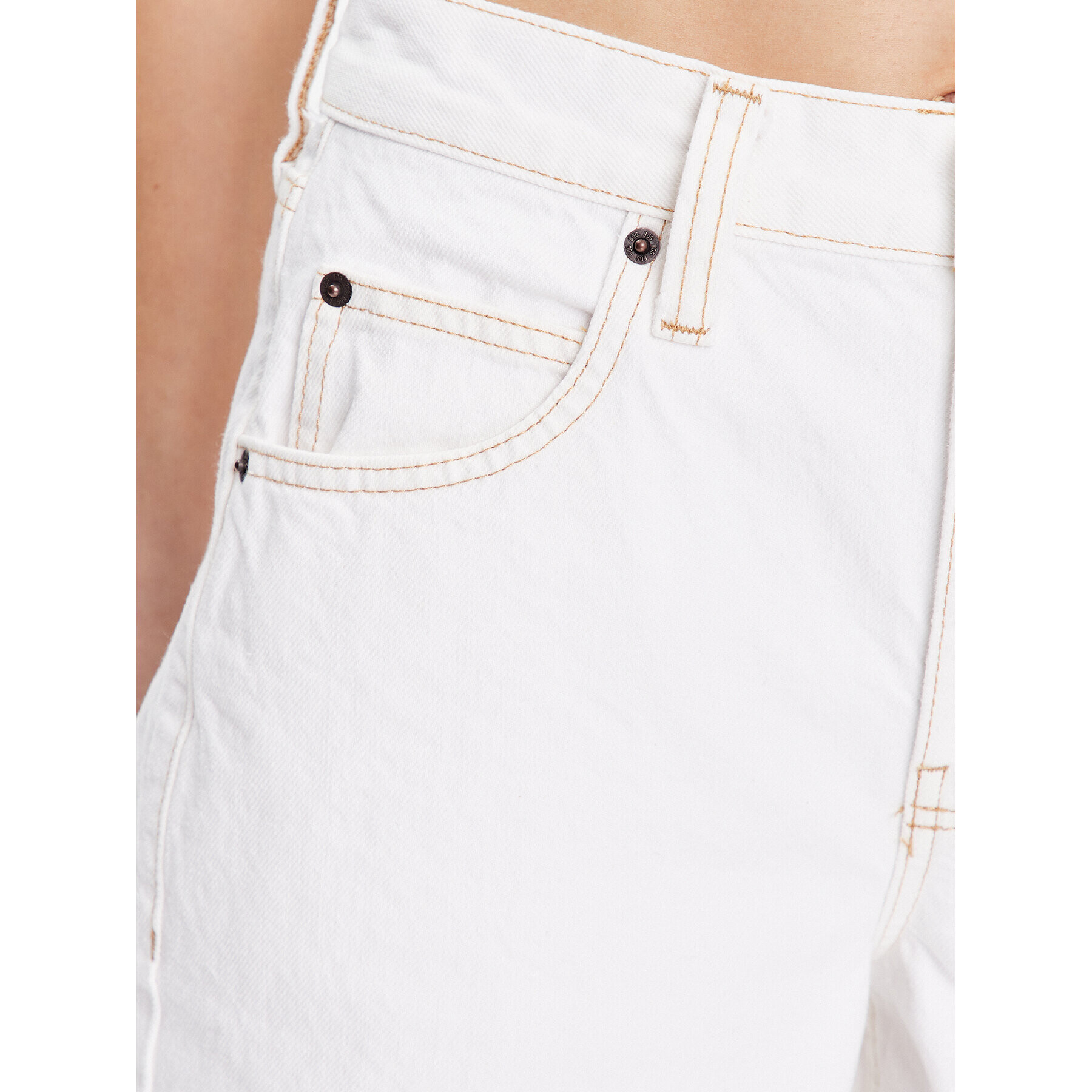 BDG Urban Outfitters Pantaloni din material BDG LOGAN CINCH WHITE 76473347 Alb Relaxed Fit - Pled.ro