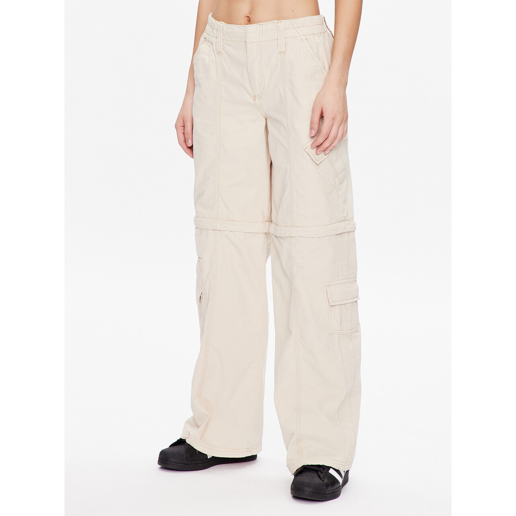 BDG Urban Outfitters Pantaloni din material BDG ZIP OFF Y2K 76475318 Écru Relaxed Fit - Pled.ro