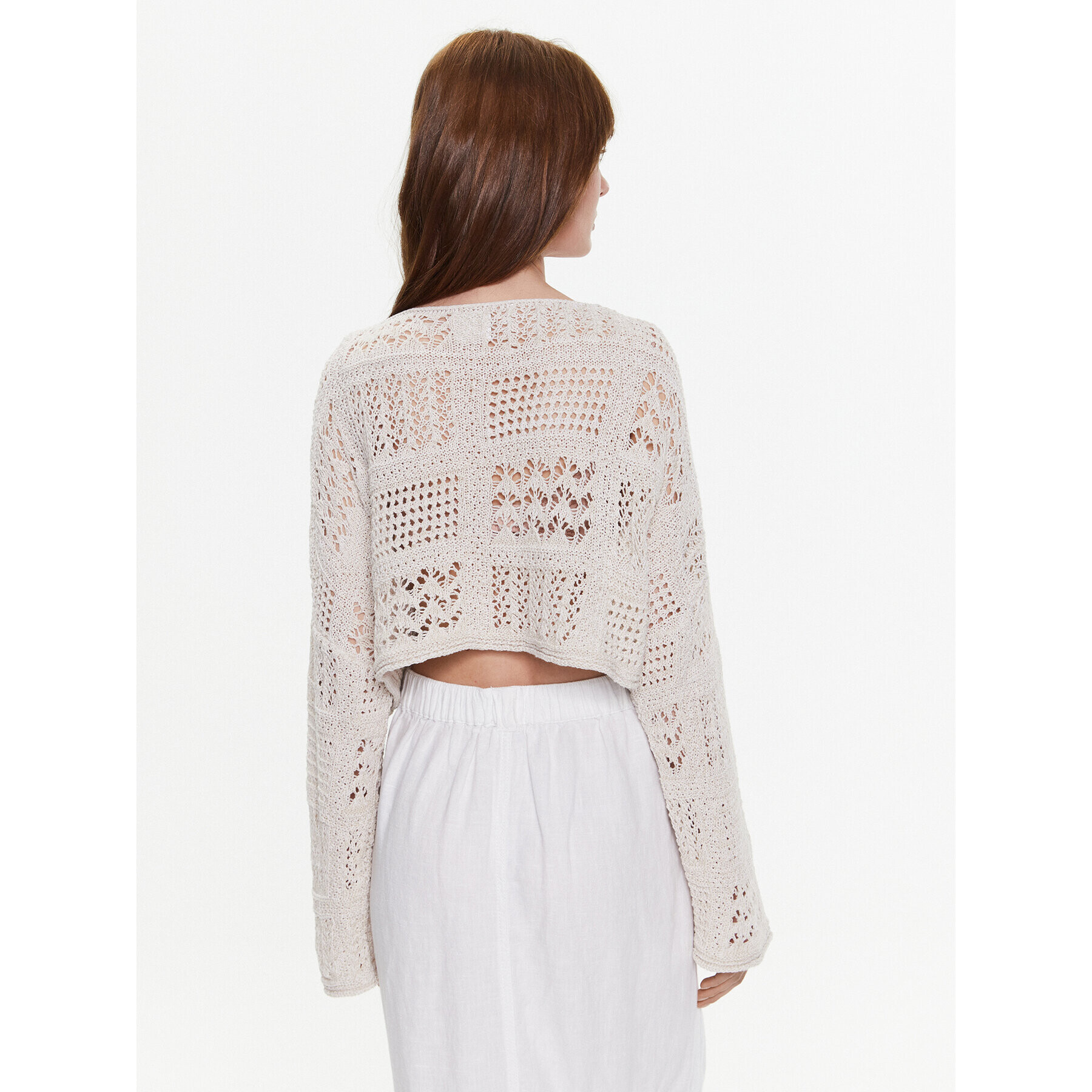 BDG Urban Outfitters Pulover BDG MIX TEXTURE OPEN KNIT 76469063 Bej Cropped Fit - Pled.ro