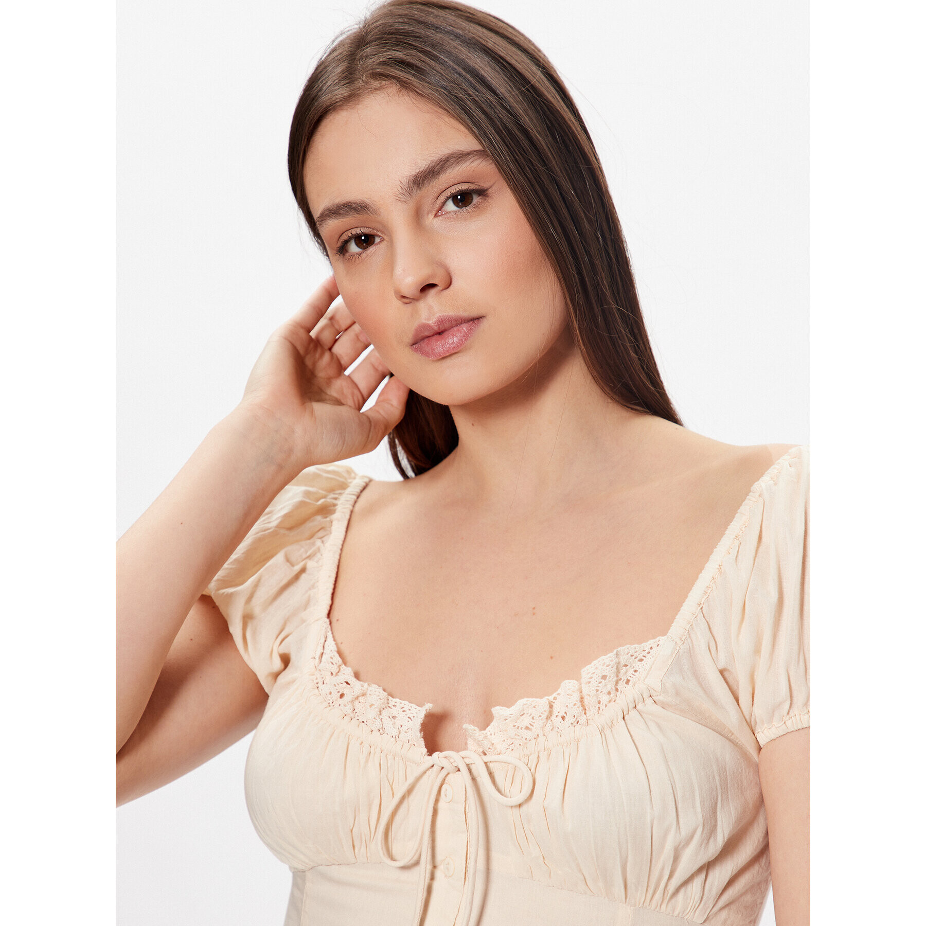 BDG Urban Outfitters Rochie de vară BDG CARMEN BOHEMIA MIDI 76476704 Écru Basic Fit - Pled.ro