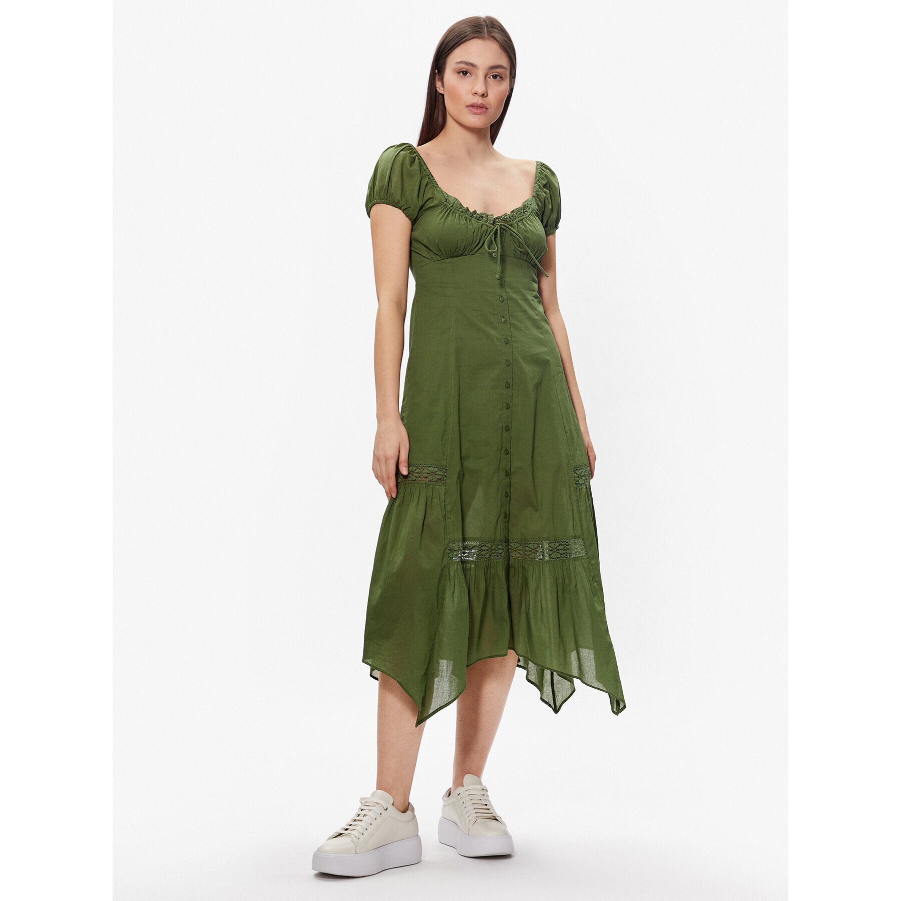 BDG Urban Outfitters Rochie de vară BDG CARMEN BOHEMIA MIDI 76476704 Verde Basic Fit - Pled.ro