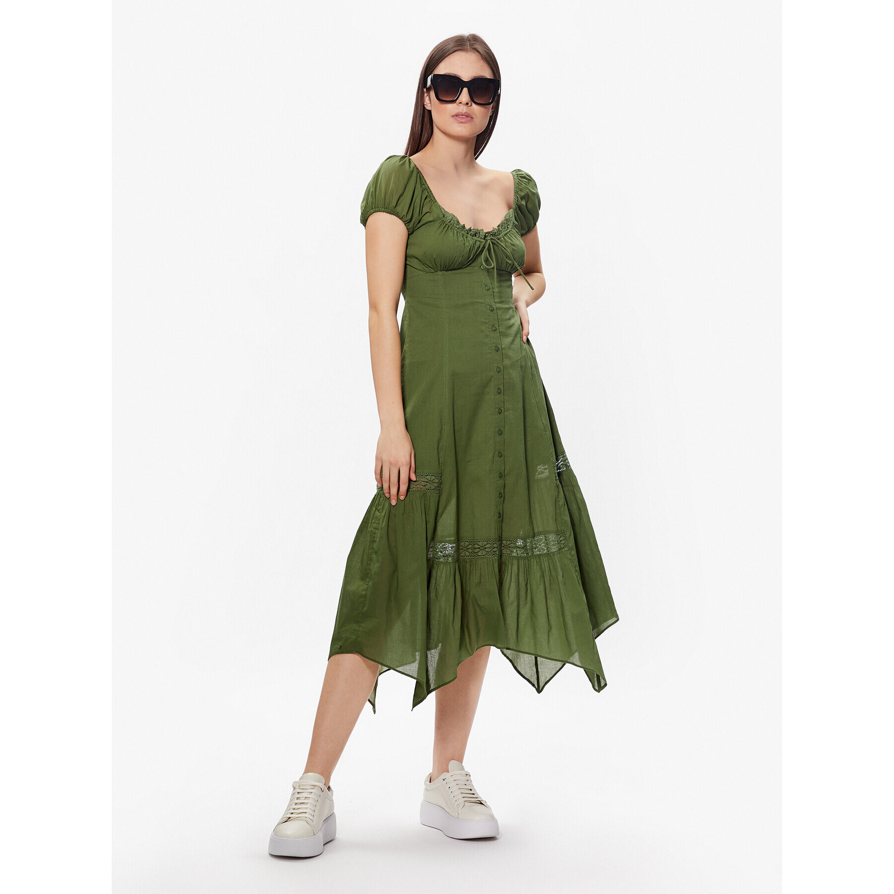 BDG Urban Outfitters Rochie de vară BDG CARMEN BOHEMIA MIDI 76476704 Verde Basic Fit - Pled.ro