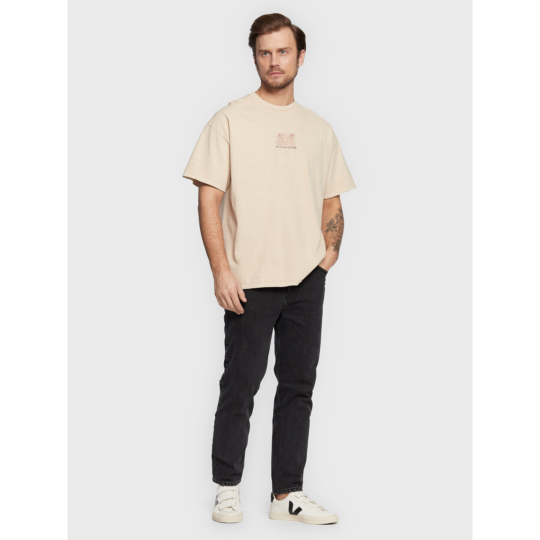 BDG Urban Outfitters Tricou 76134006 Bej Relaxed Fit - Pled.ro