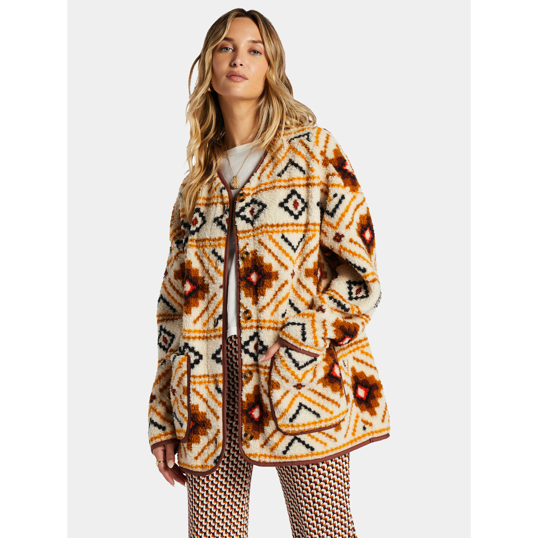 Billabong Geacă Fireside Cosy ABJFT00397 Alb Regular Fit - Pled.ro