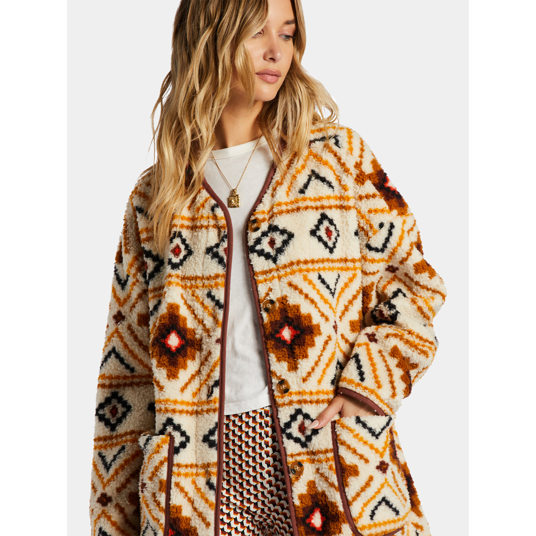 Billabong Geacă Fireside Cosy ABJFT00397 Alb Regular Fit - Pled.ro