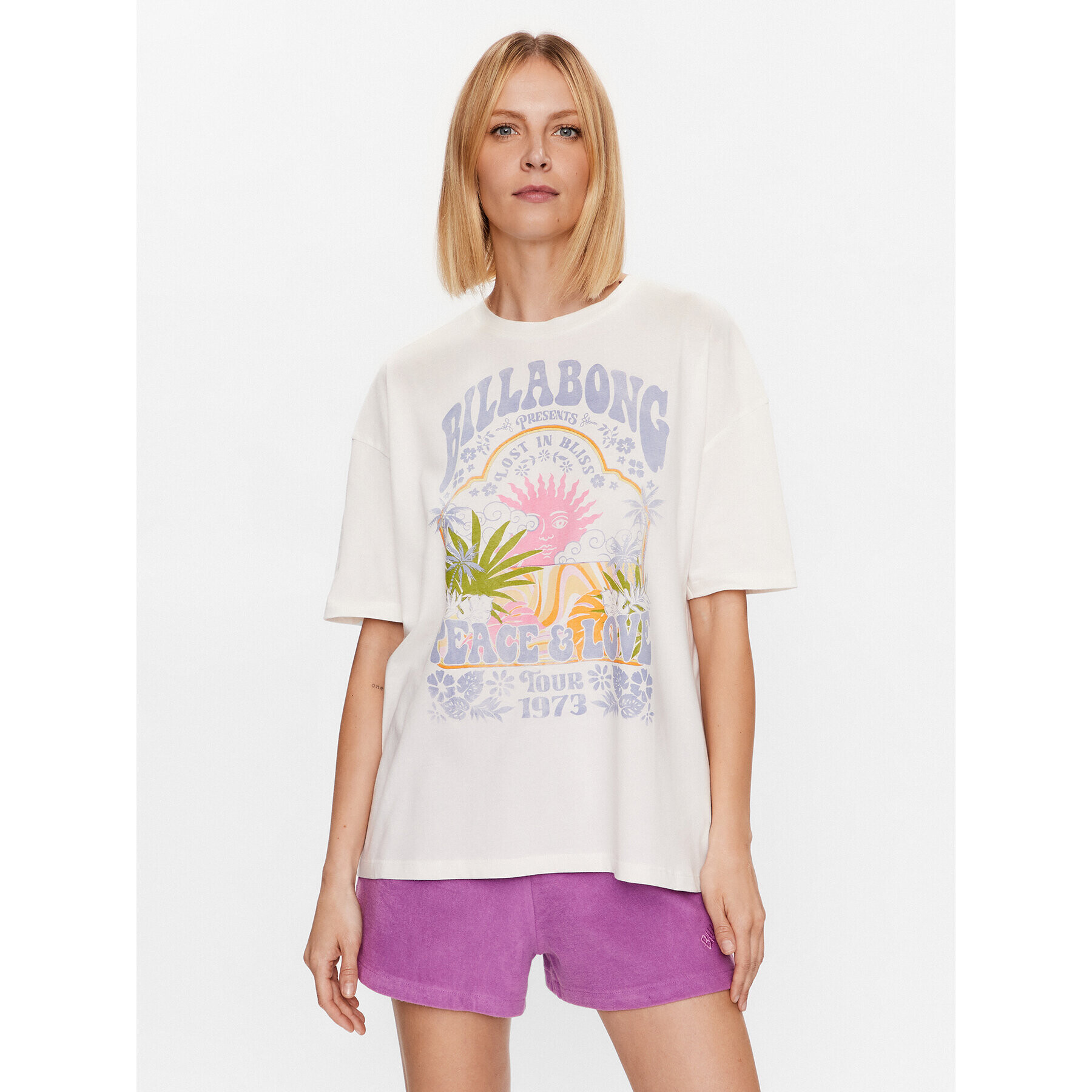 Billabong Tricou Peace And Love EBJZT00111 Alb Relaxed Fit - Pled.ro