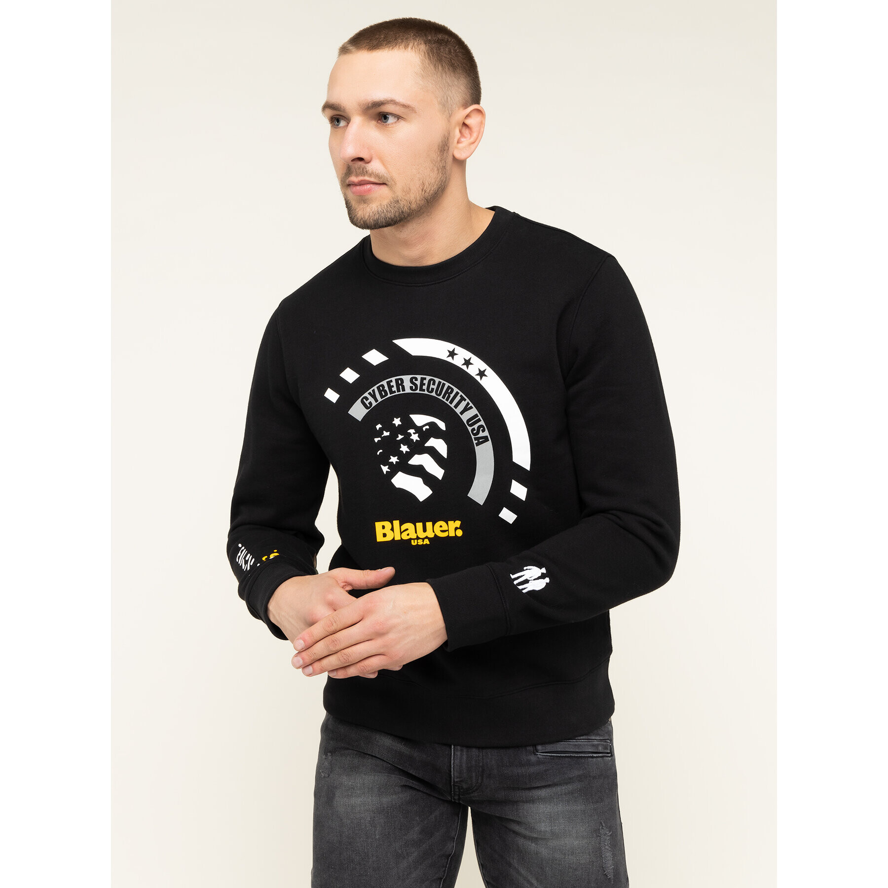 Blauer Bluză Crew Neck 19WBLUF03157 005504 Negru Regular Fit - Pled.ro