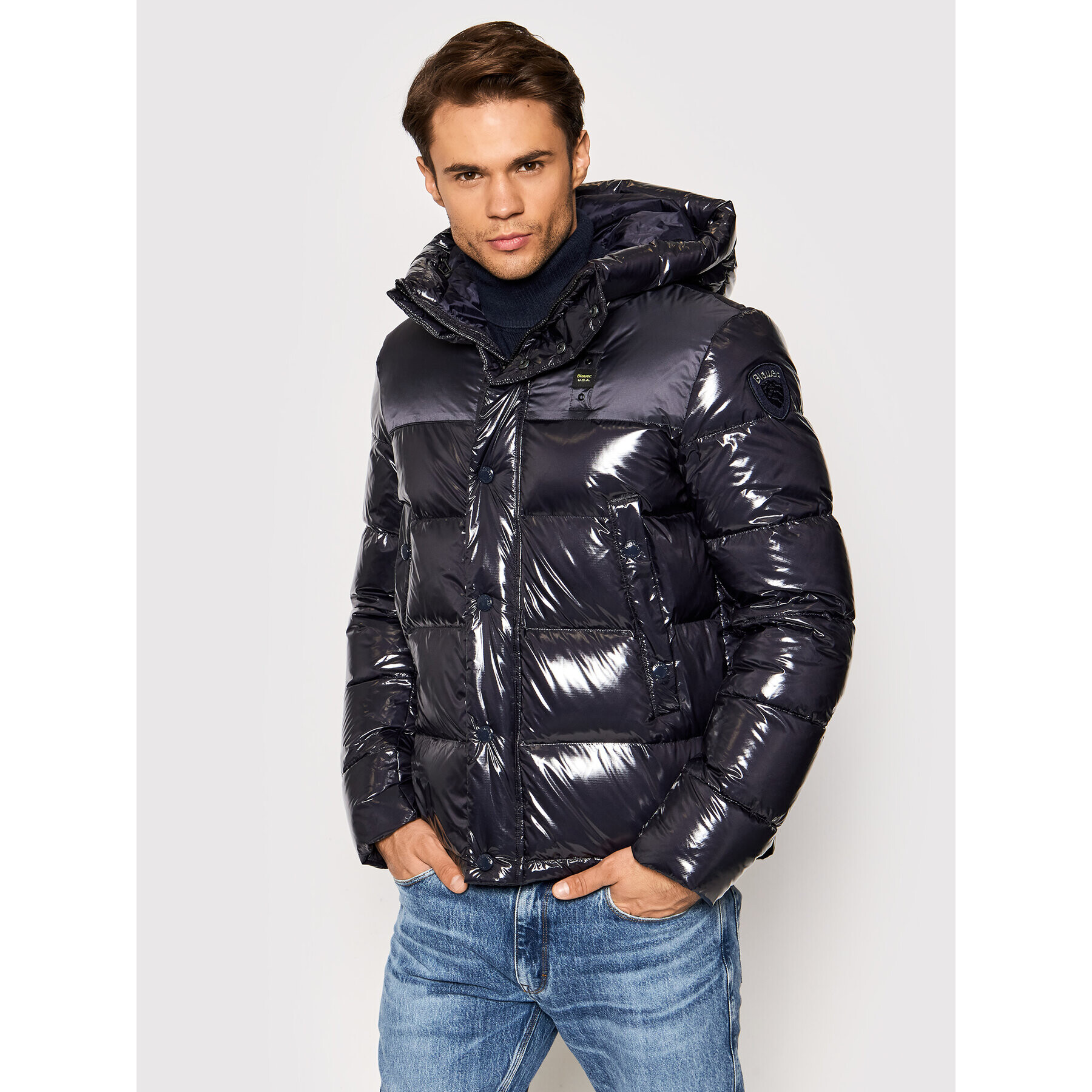 Blauer Geacă din puf Rafael Shiny 21WBLUC03082 006083 Bleumarin Regular Fit - Pled.ro