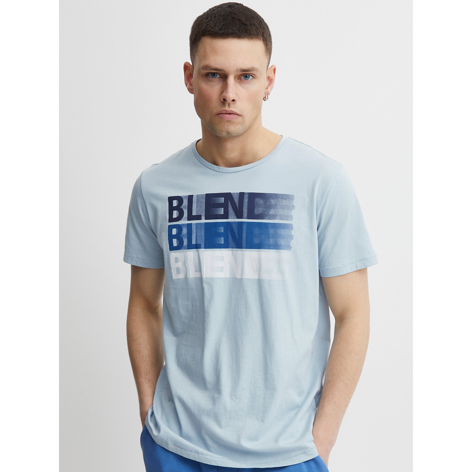 Blend Tricou 20715045 Albastru Regular Fit - Pled.ro