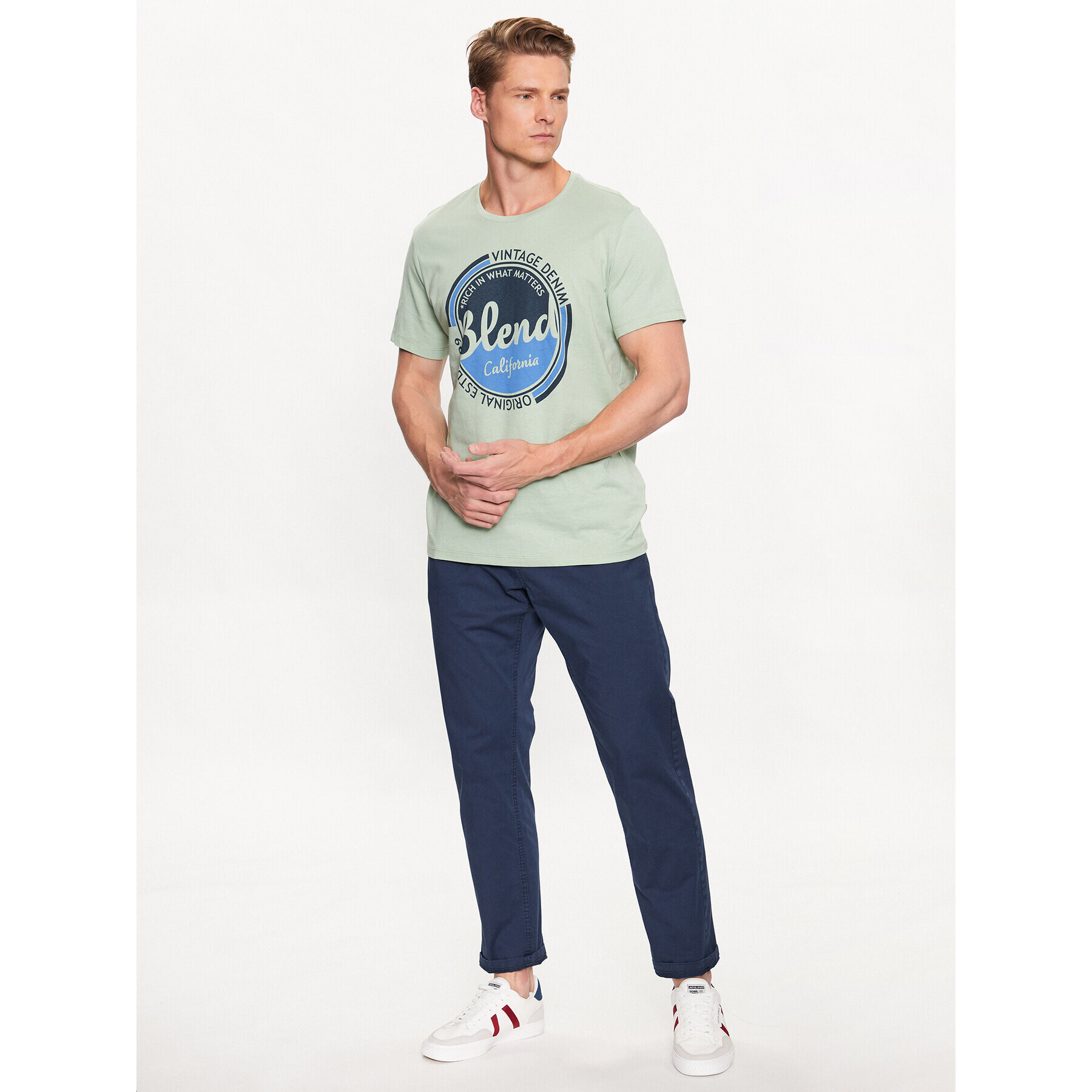 Blend Tricou 20715308 Verde Regular Fit - Pled.ro