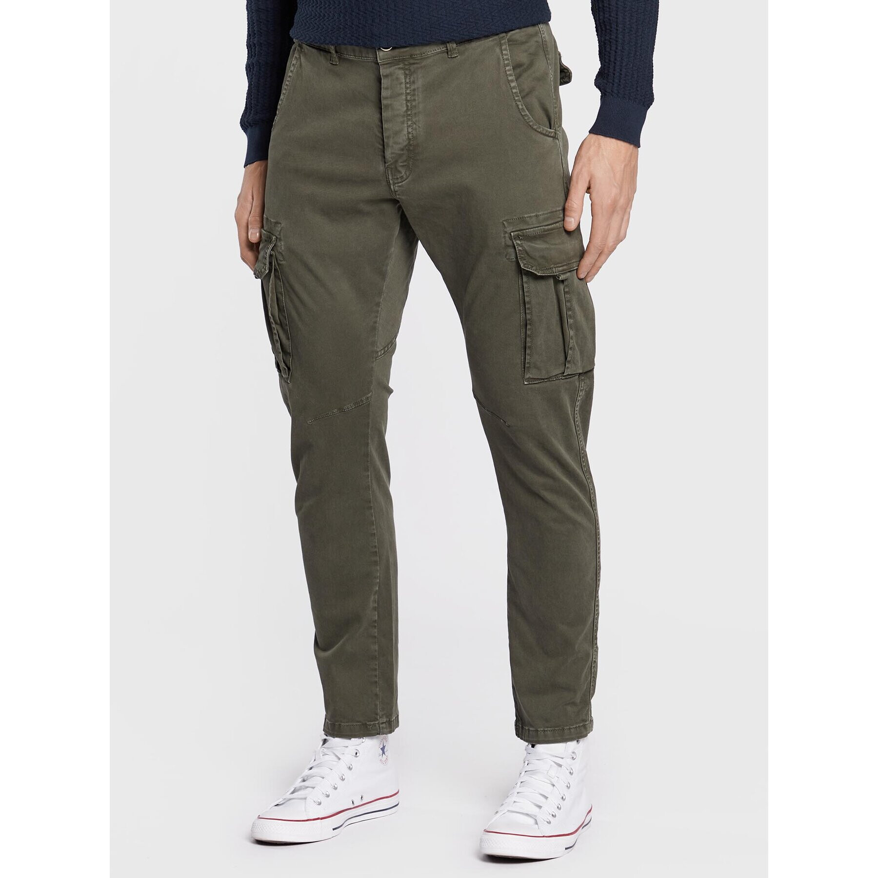 Bomboogie Pantaloni din material PM GUM T GBTW Verde Slim Fit - Pled.ro