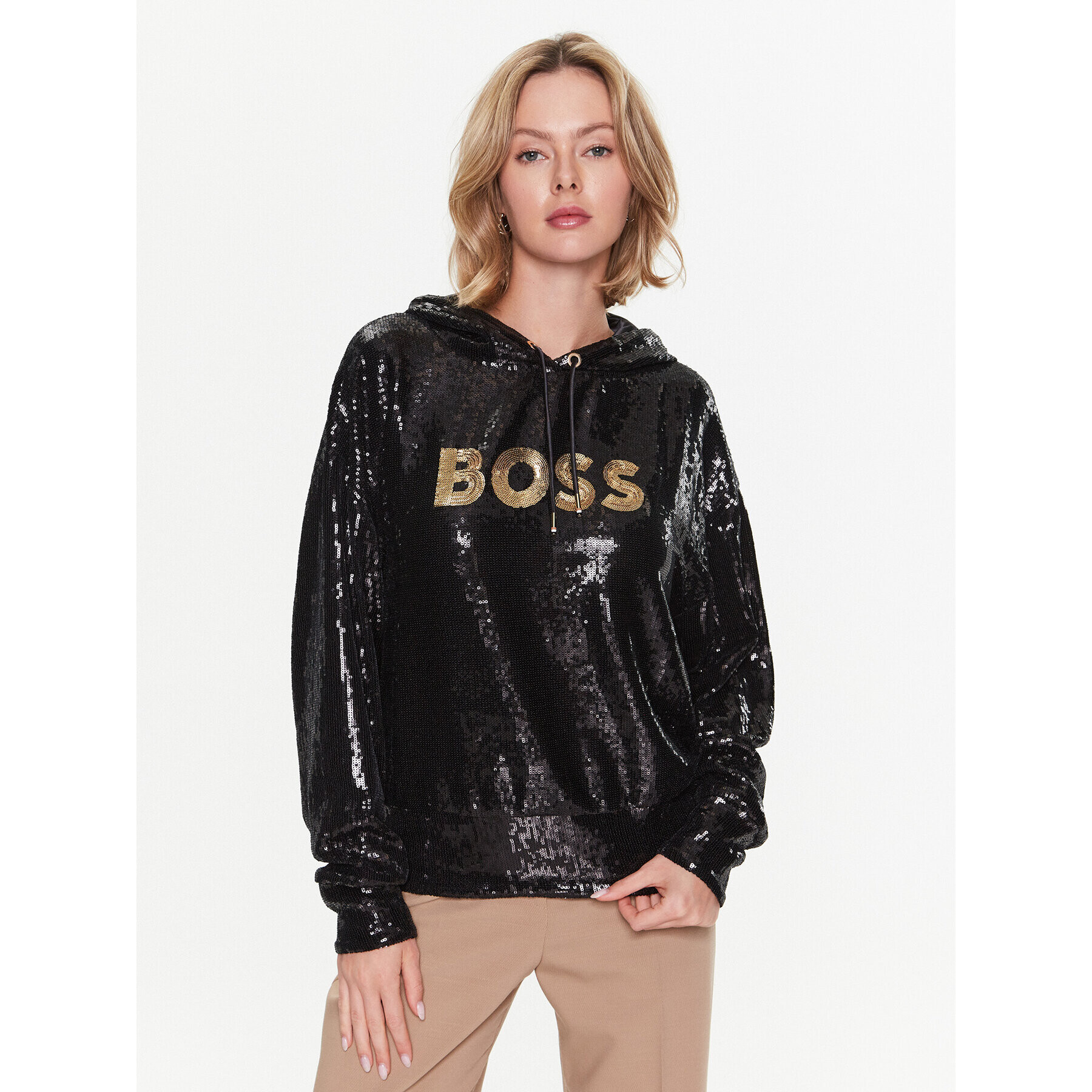 Boss Bluză 50483049 Negru Relaxed Fit - Pled.ro