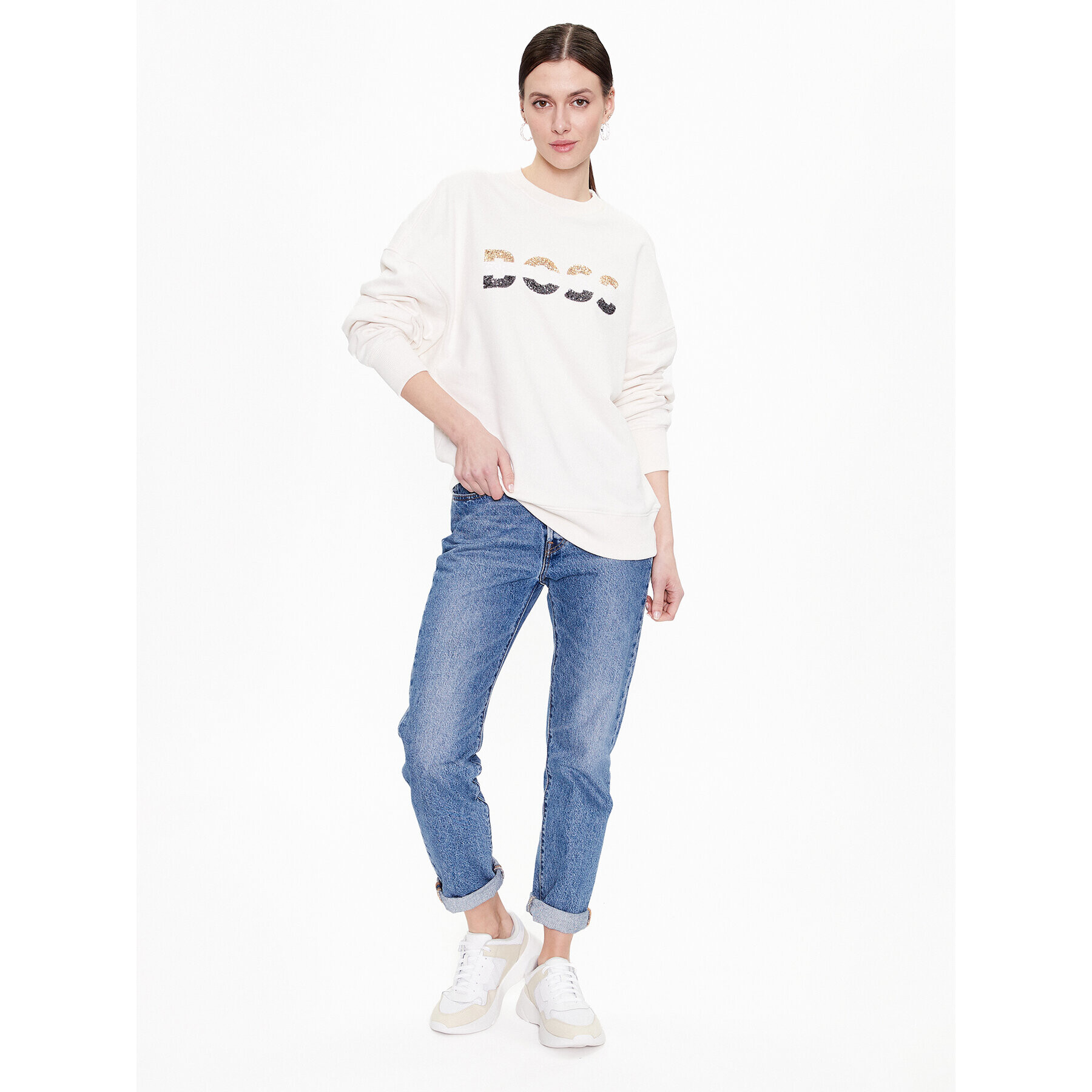 Boss Bluză 50485251 Bej Oversize - Pled.ro