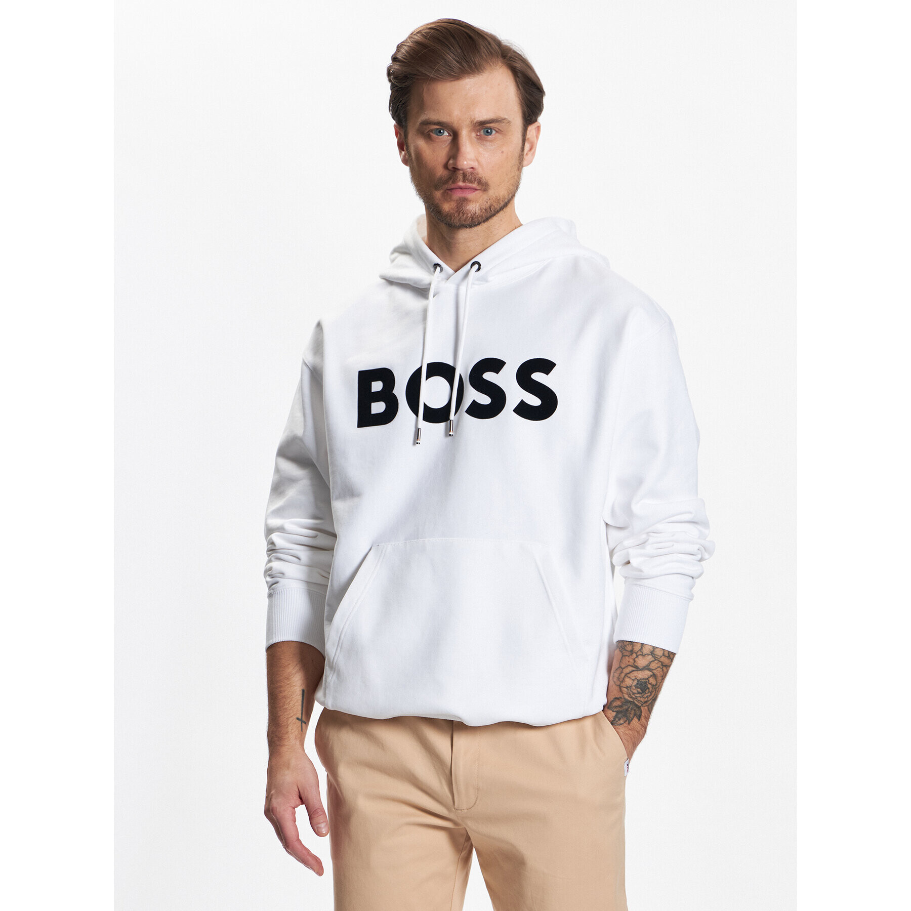 Boss Bluză 50485316 Alb Oversize - Pled.ro