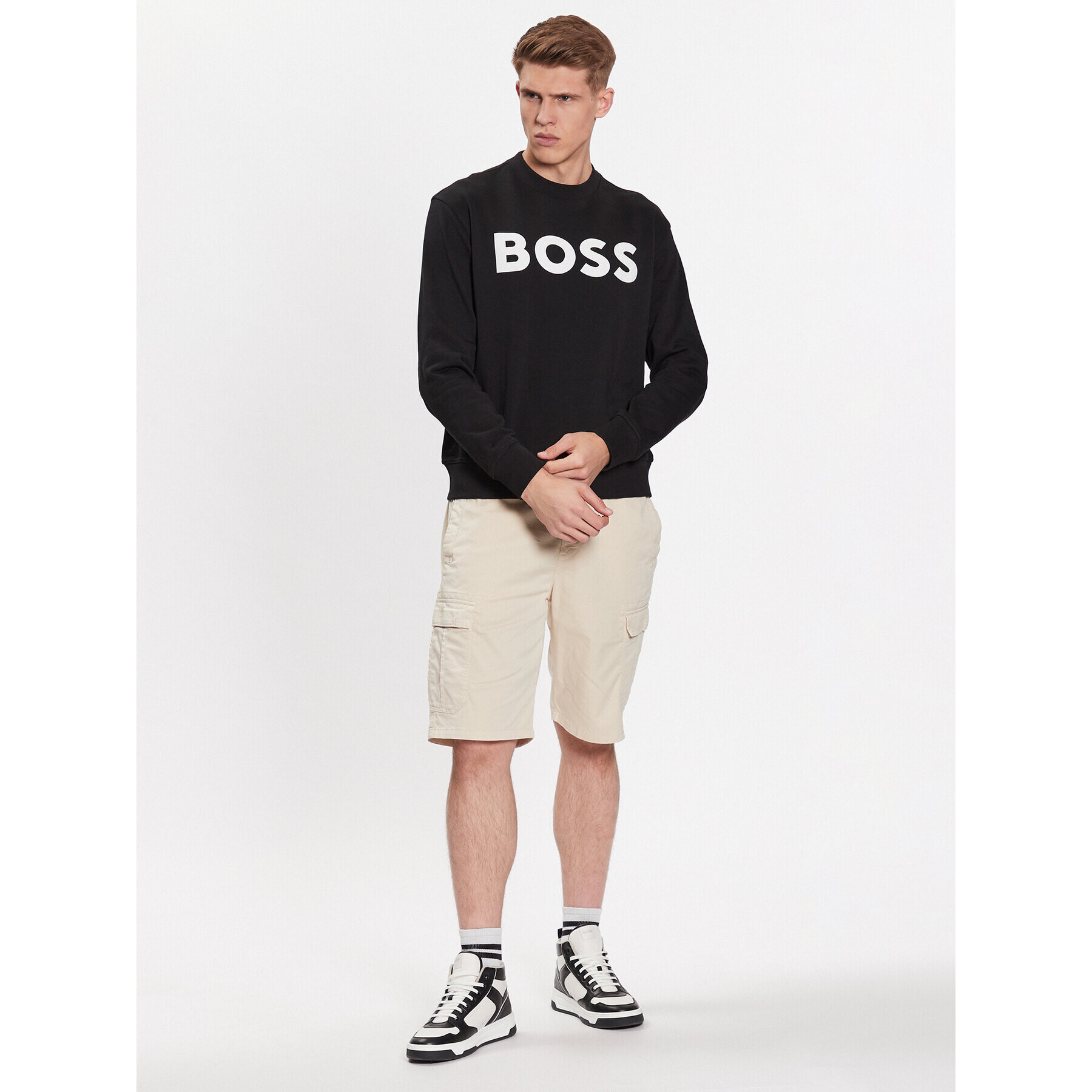 Boss Bluză 50487133 Negru Relaxed Fit - Pled.ro