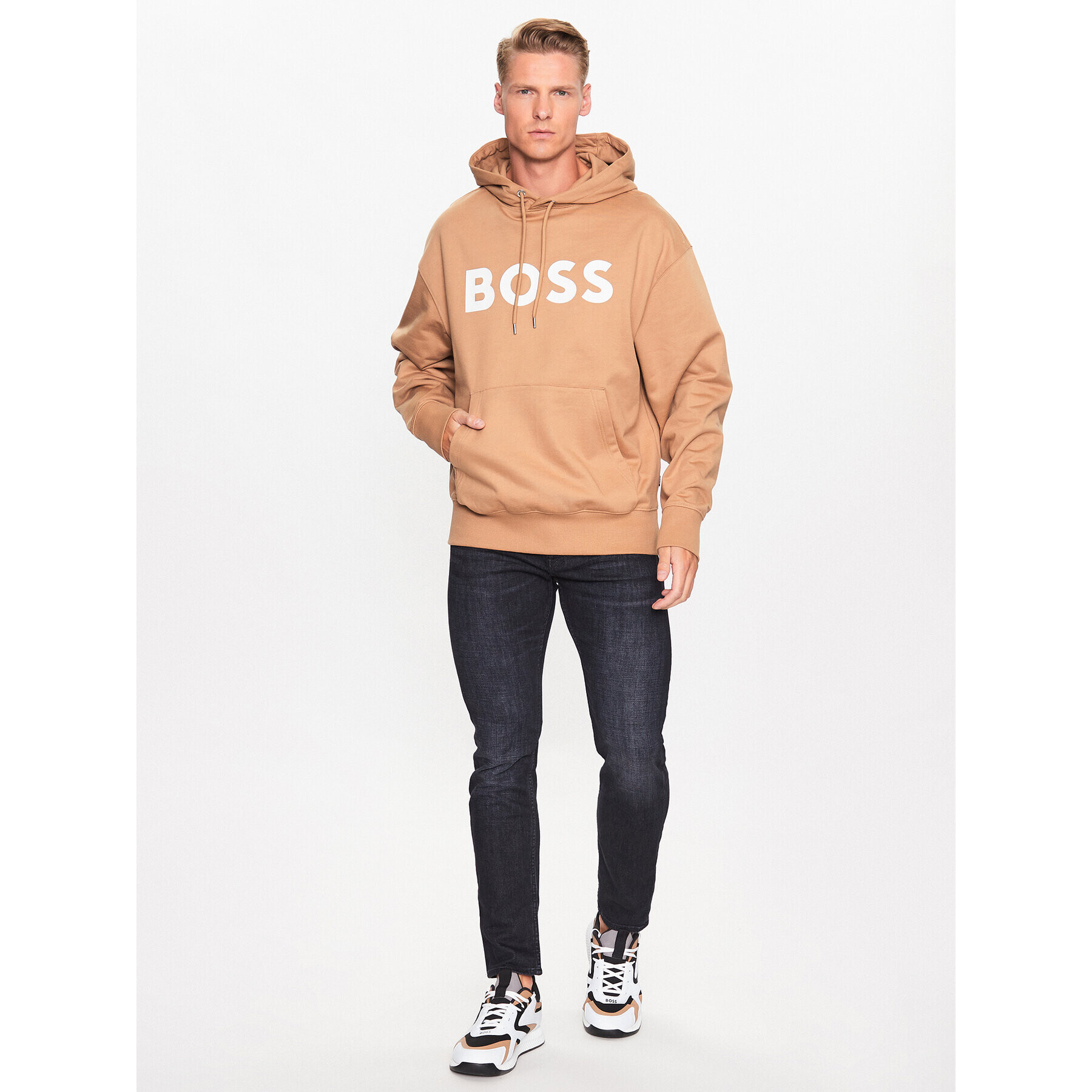 Boss Bluză 50496661 Bej Oversize - Pled.ro