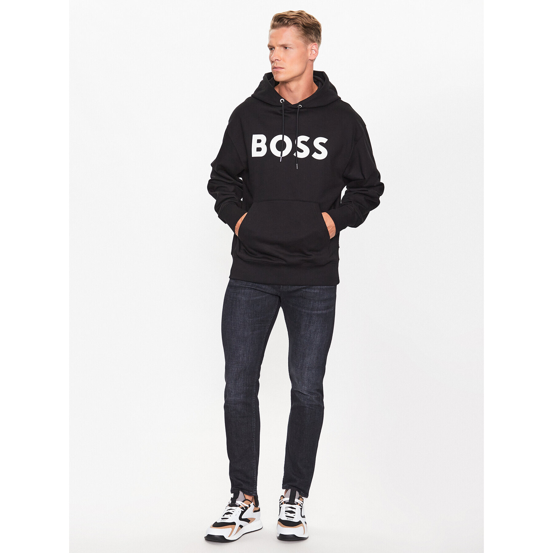 Boss Bluză 50496661 Negru Oversize - Pled.ro