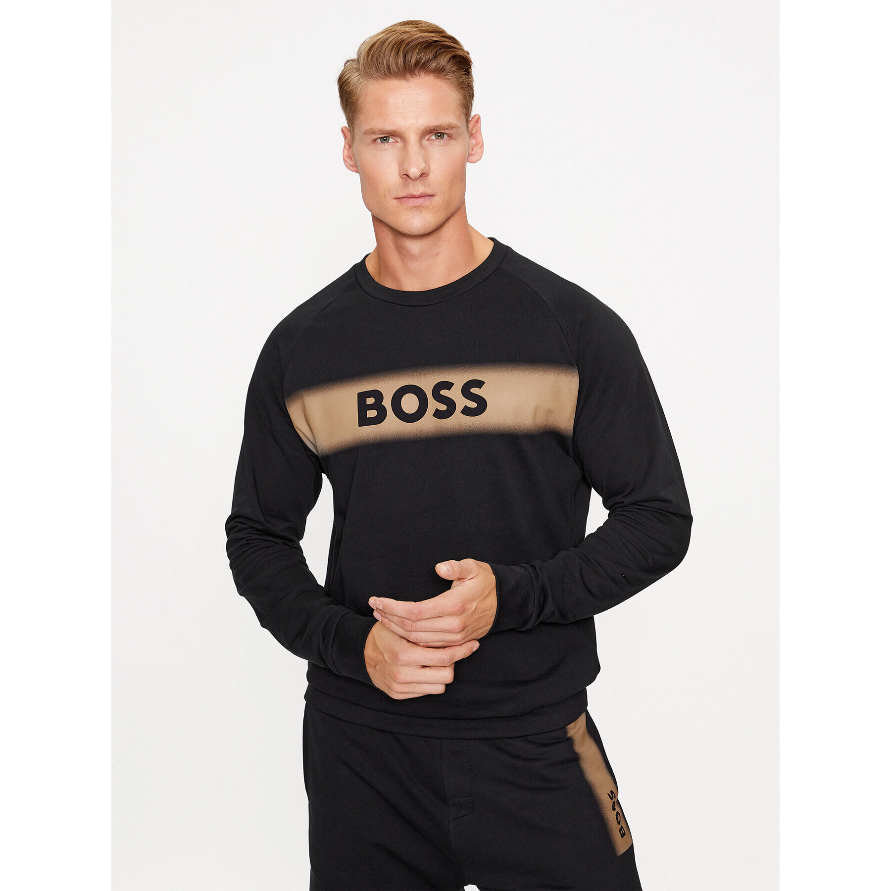 Boss Bluză Authentic 50503060 Negru Regular Fit - Pled.ro