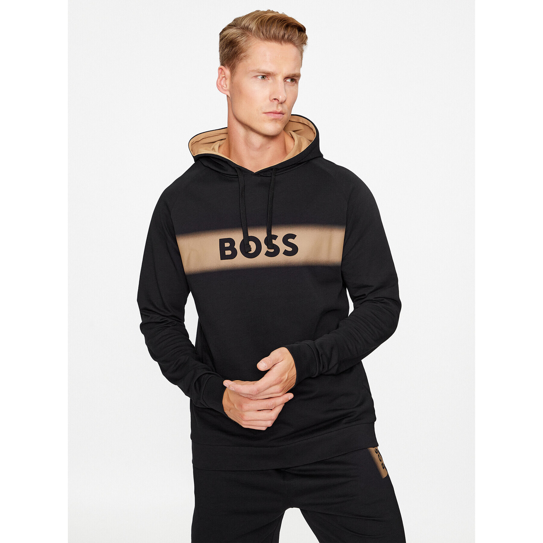 Boss Bluză Authentic 50503076 Negru Regular Fit - Pled.ro