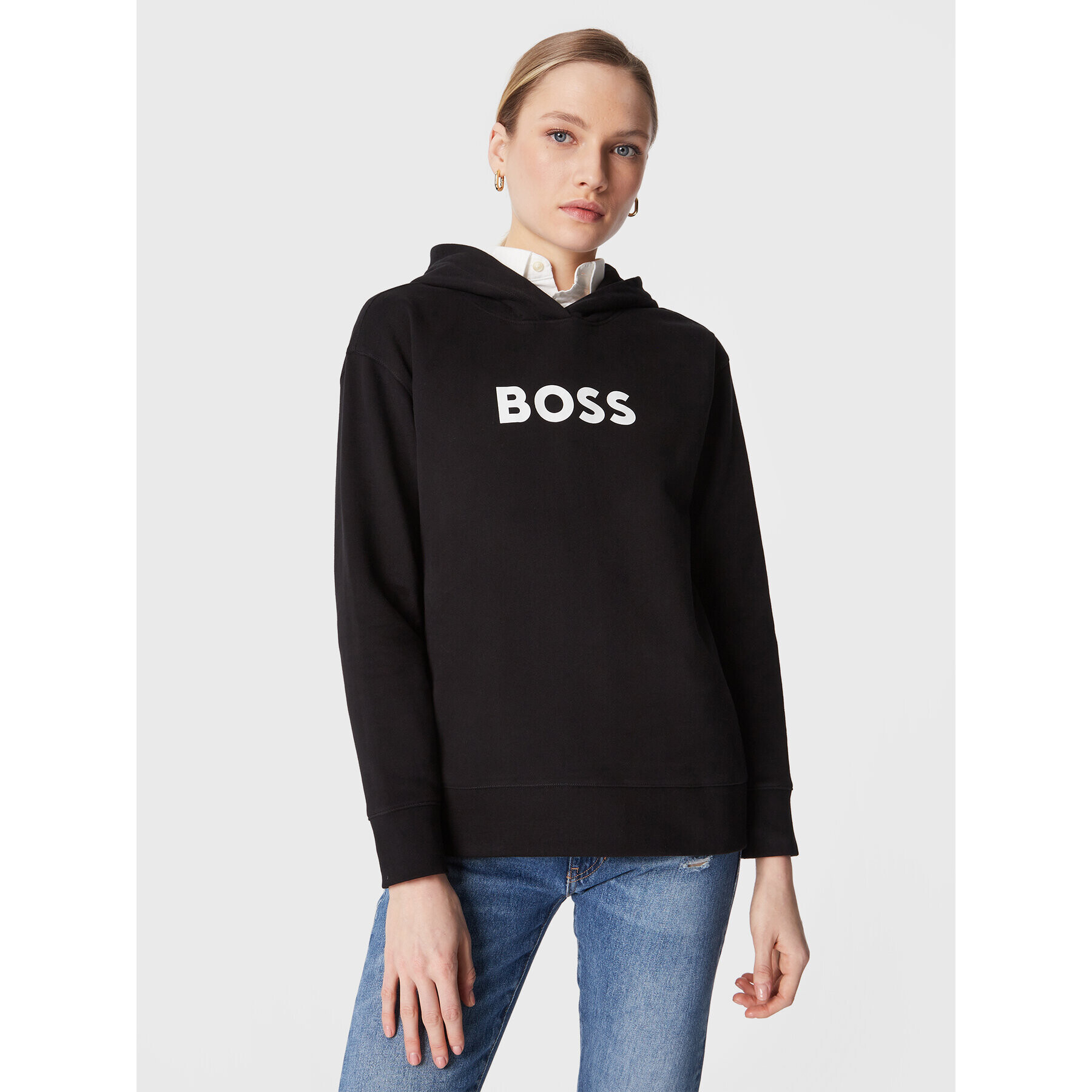 Boss Bluză C_Edelight_1 50468367 Negru Relaxed Fit - Pled.ro