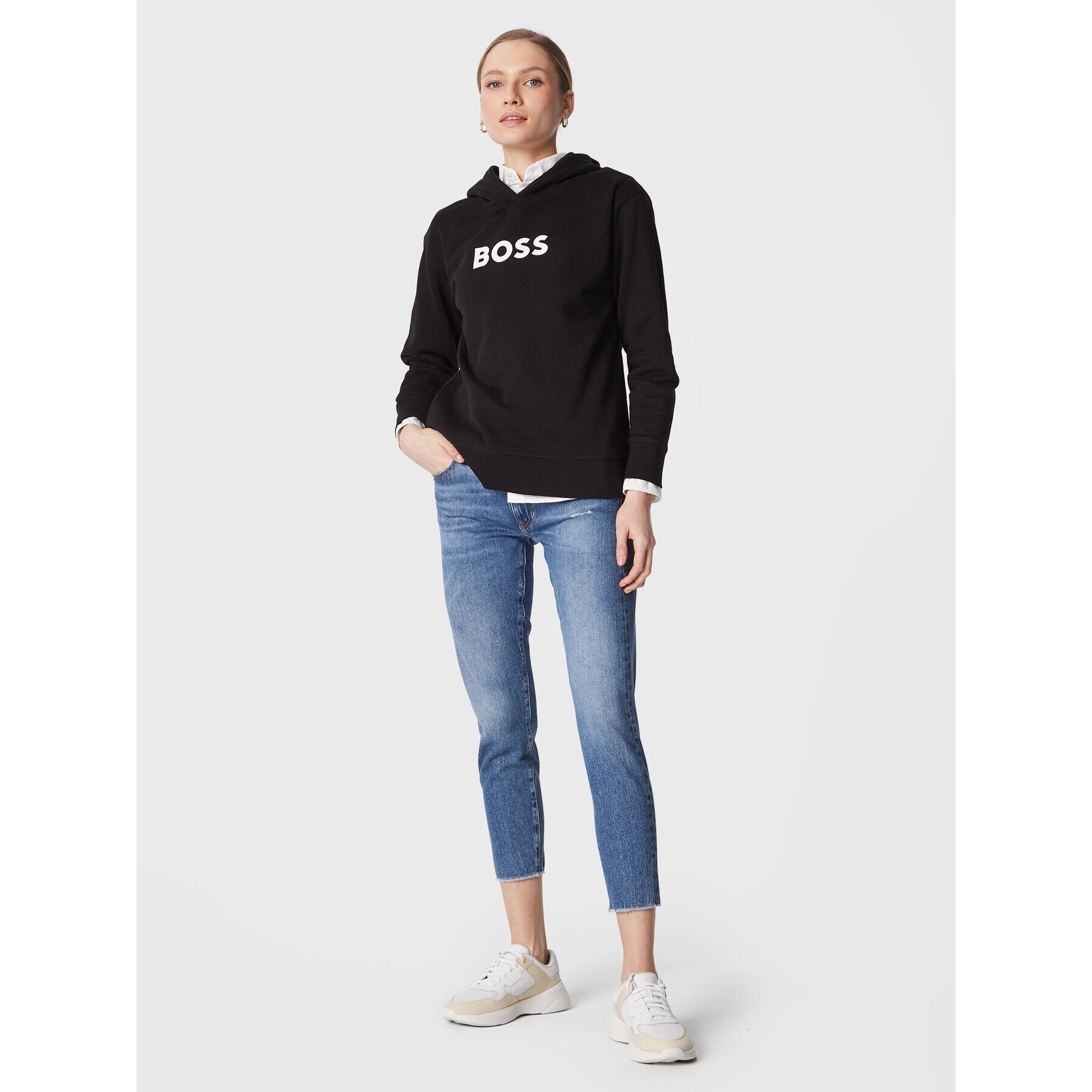 Boss Bluză C_Edelight_1 50468367 Negru Relaxed Fit - Pled.ro