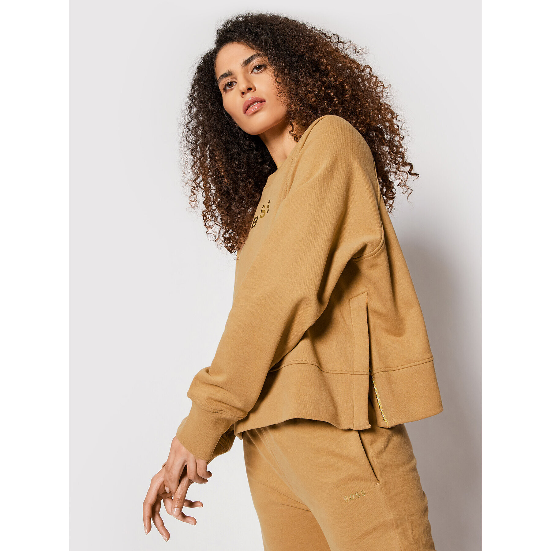 Boss Bluză C_Elia_Gold 50461945 Maro Oversize - Pled.ro