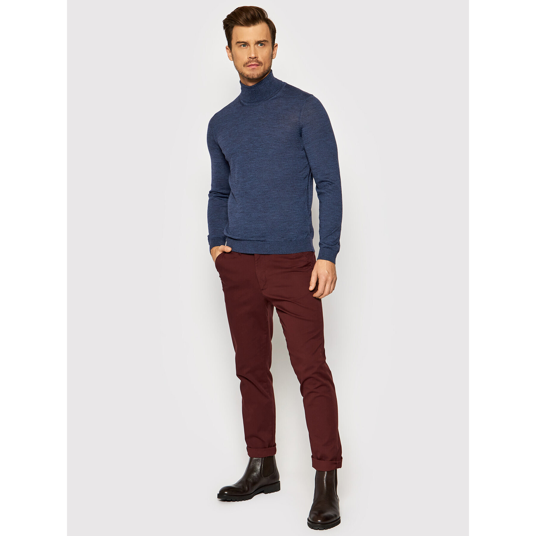 Boss Bluză cu gât Musso-P 50392083 Bleumarin Slim Fit - Pled.ro