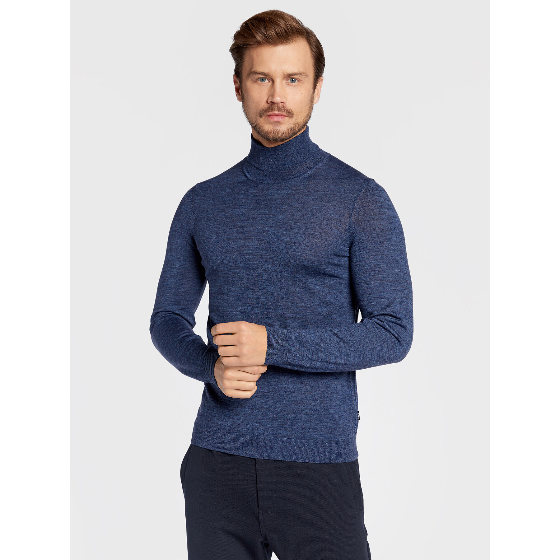 Boss Bluză cu gât Musso-P 50468262 Bleumarin Slim Fit - Pled.ro