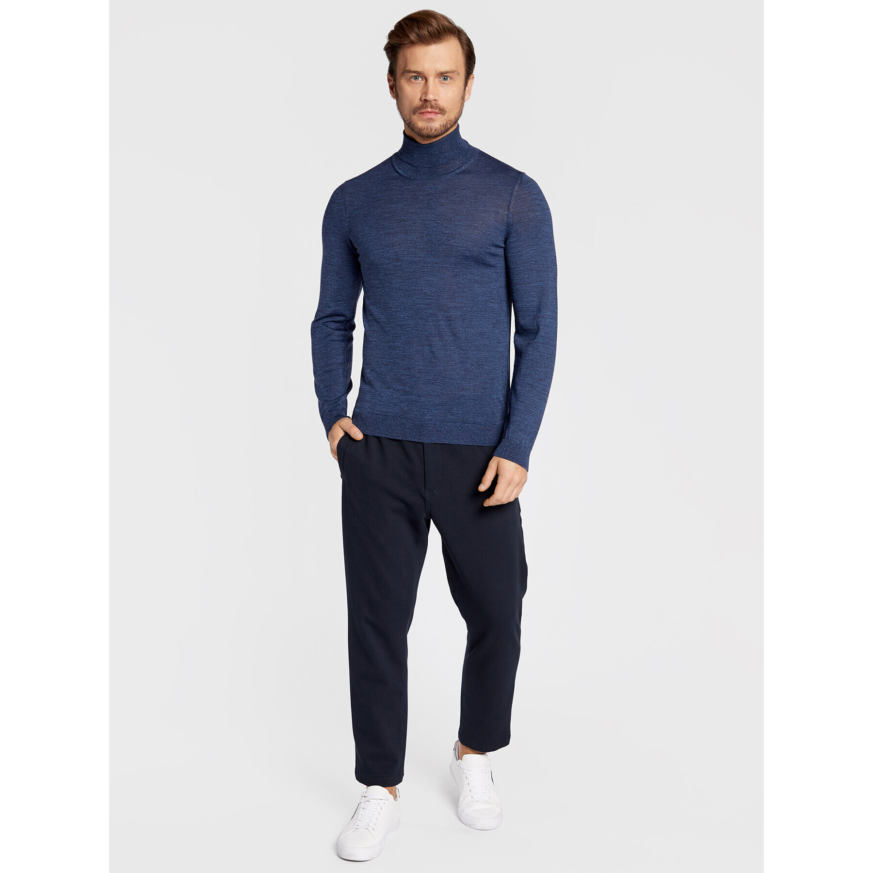 Boss Bluză cu gât Musso-P 50468262 Bleumarin Slim Fit - Pled.ro