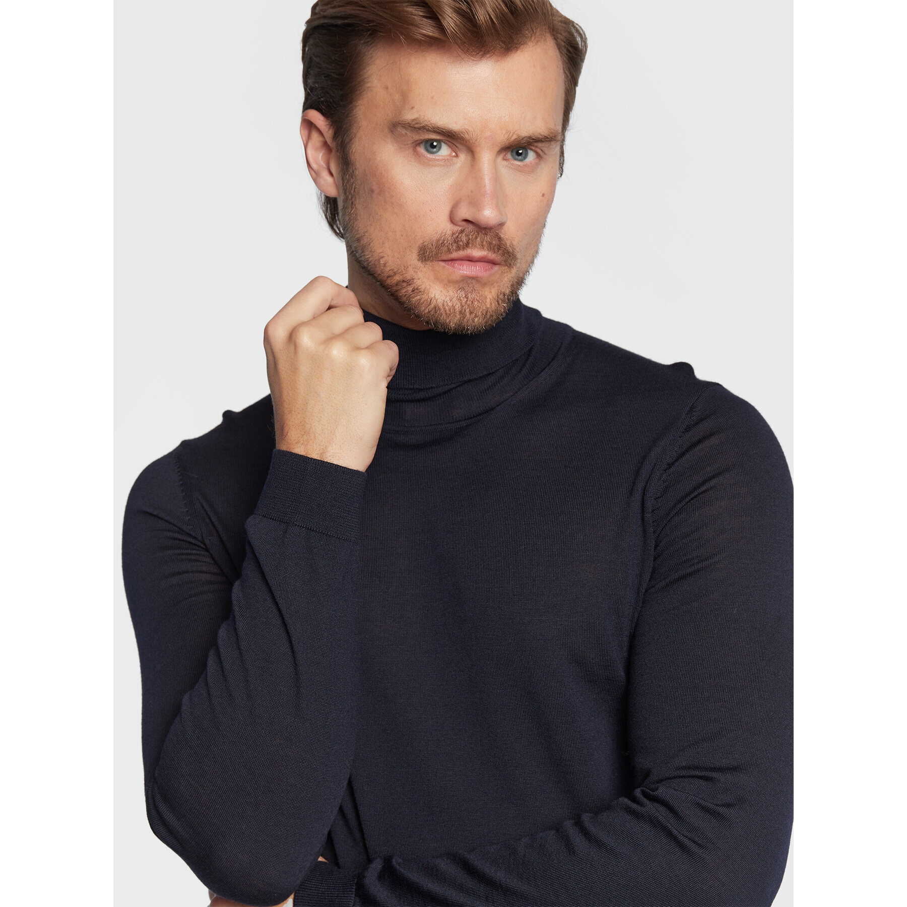 Boss Bluză cu gât Musso-P 50468262 Bleumarin Slim Fit - Pled.ro