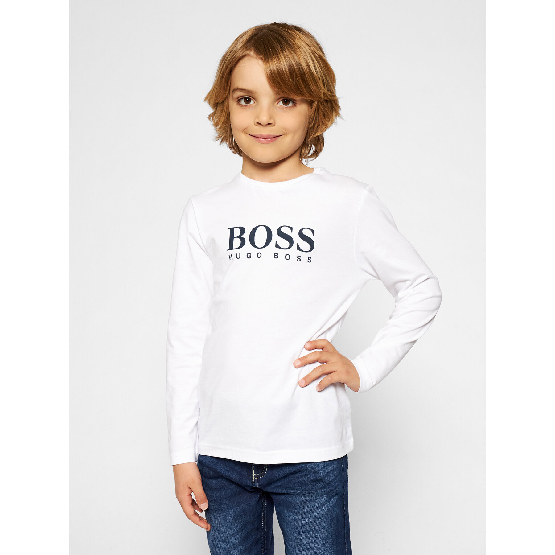 Boss Bluză J25P21 S Alb Regular Fit - Pled.ro