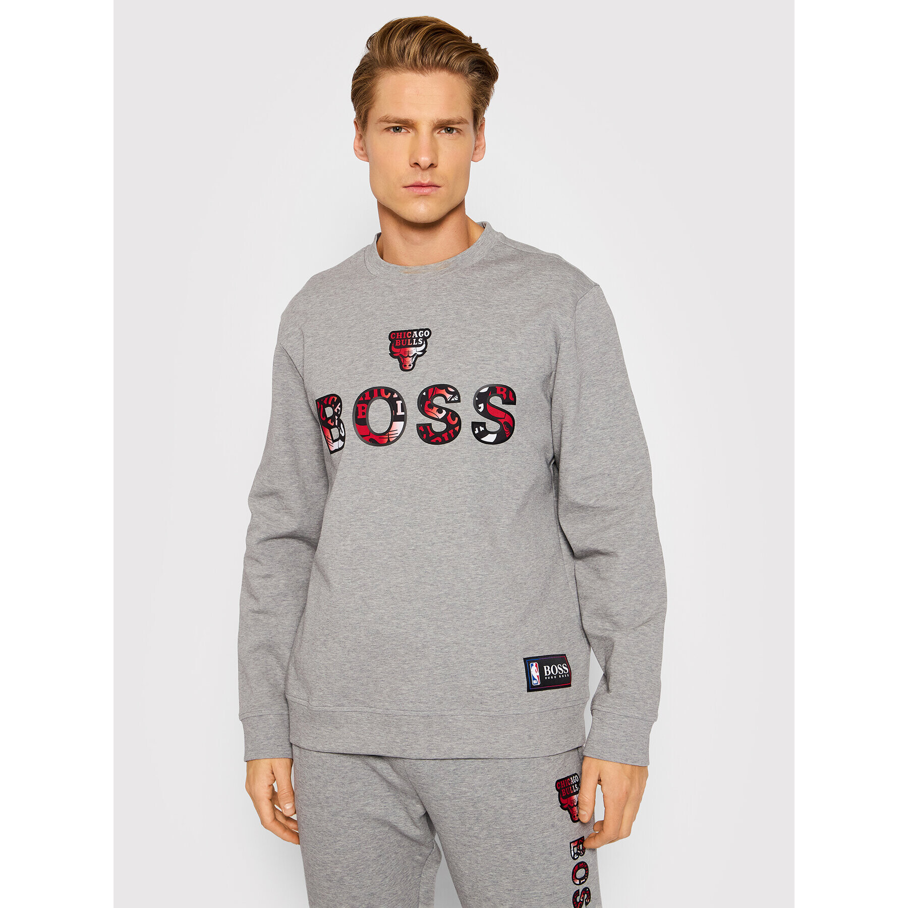 Boss Bluză NBA Windmill_2 50461981 Gri Relaxed Fit - Pled.ro