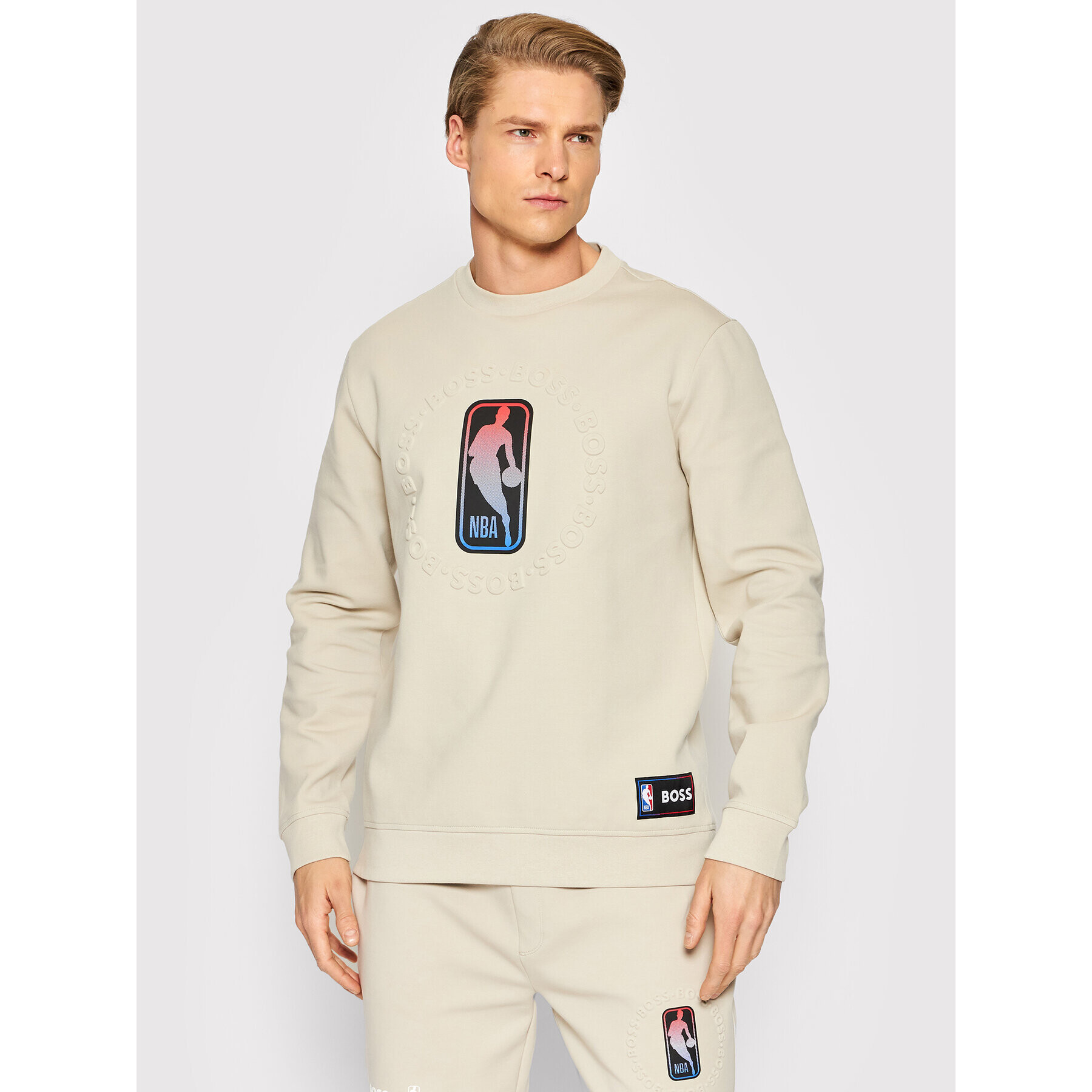 Boss Bluză NBA Windmill_3 50469443 Bej Regular Fit - Pled.ro