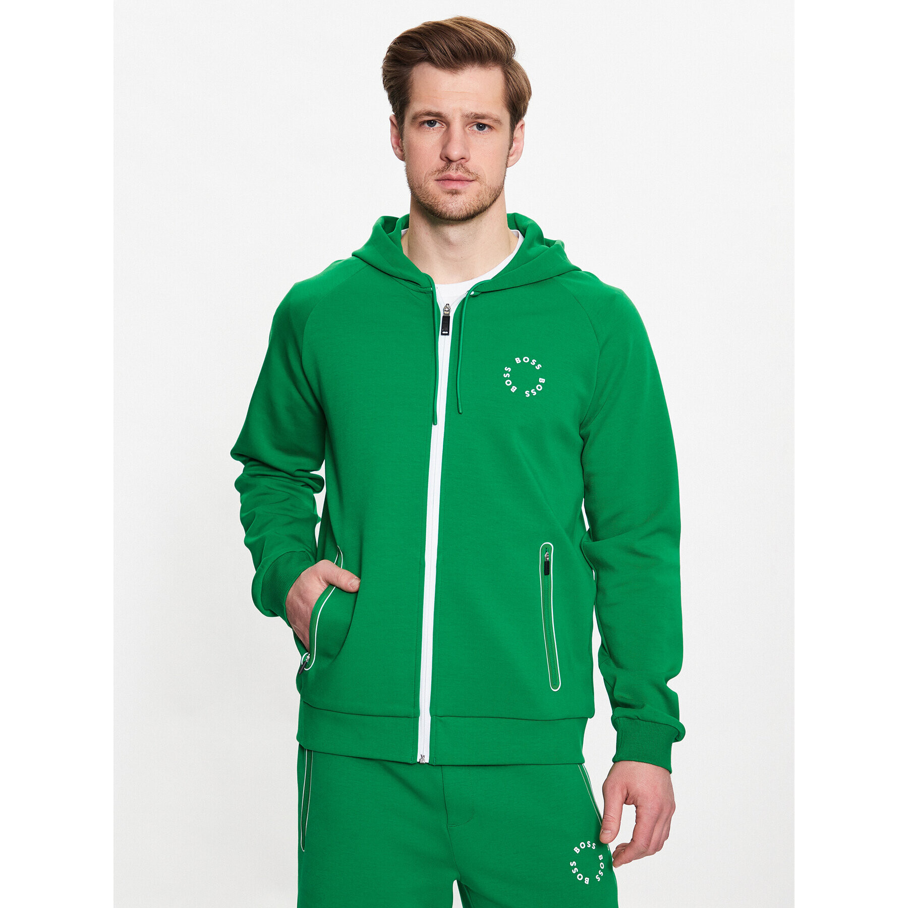 Boss Bluză Saggy 2 50487949 Verde Regular Fit - Pled.ro