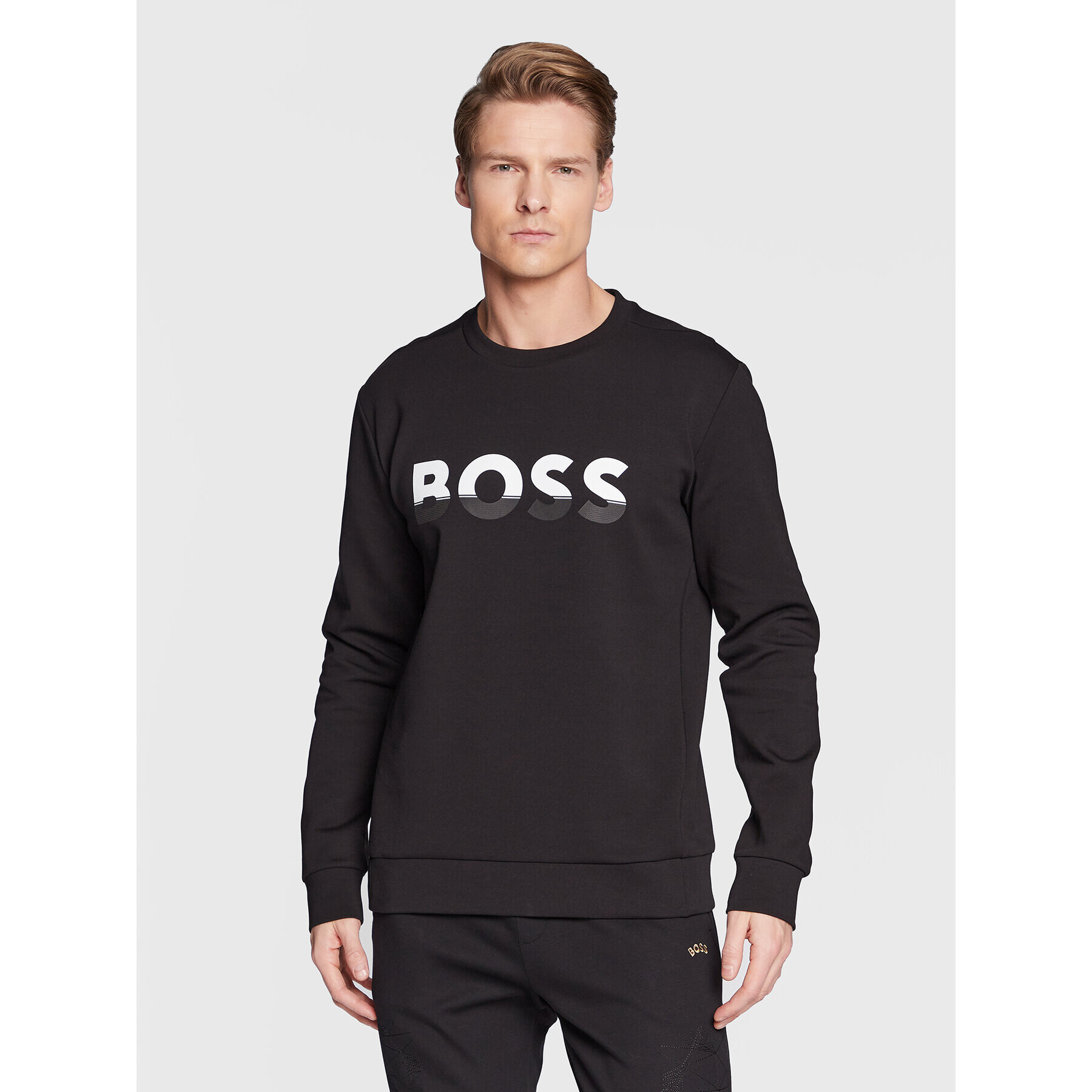 Boss Bluză Salbo 1 50477043 Negru Regular Fit - Pled.ro