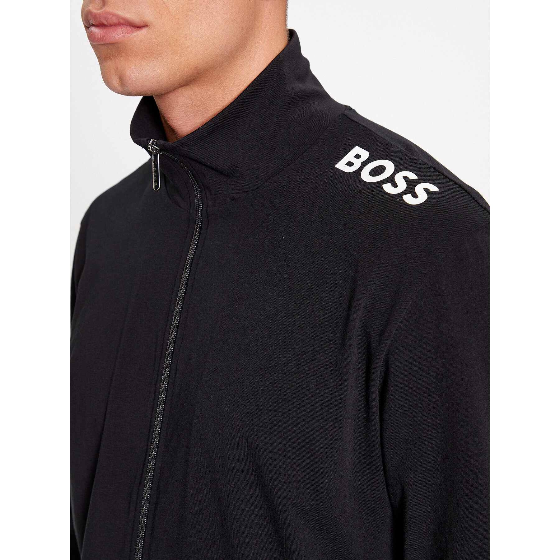 Boss Bluză Stmt Zip Jacket 50502768 Negru Regular Fit - Pled.ro