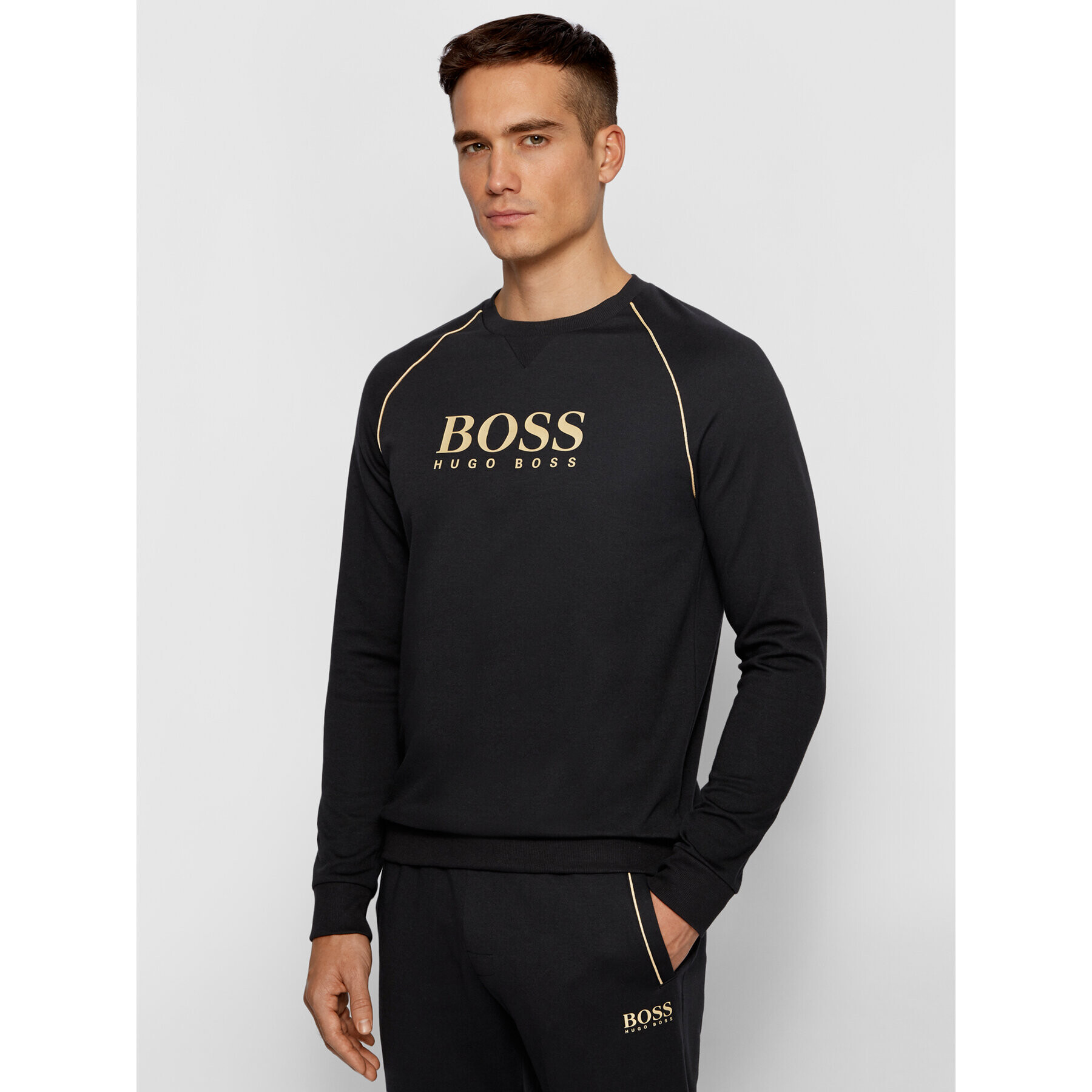 Boss Bluză Tracksuit 50442816 Negru Regular Fit - Pled.ro