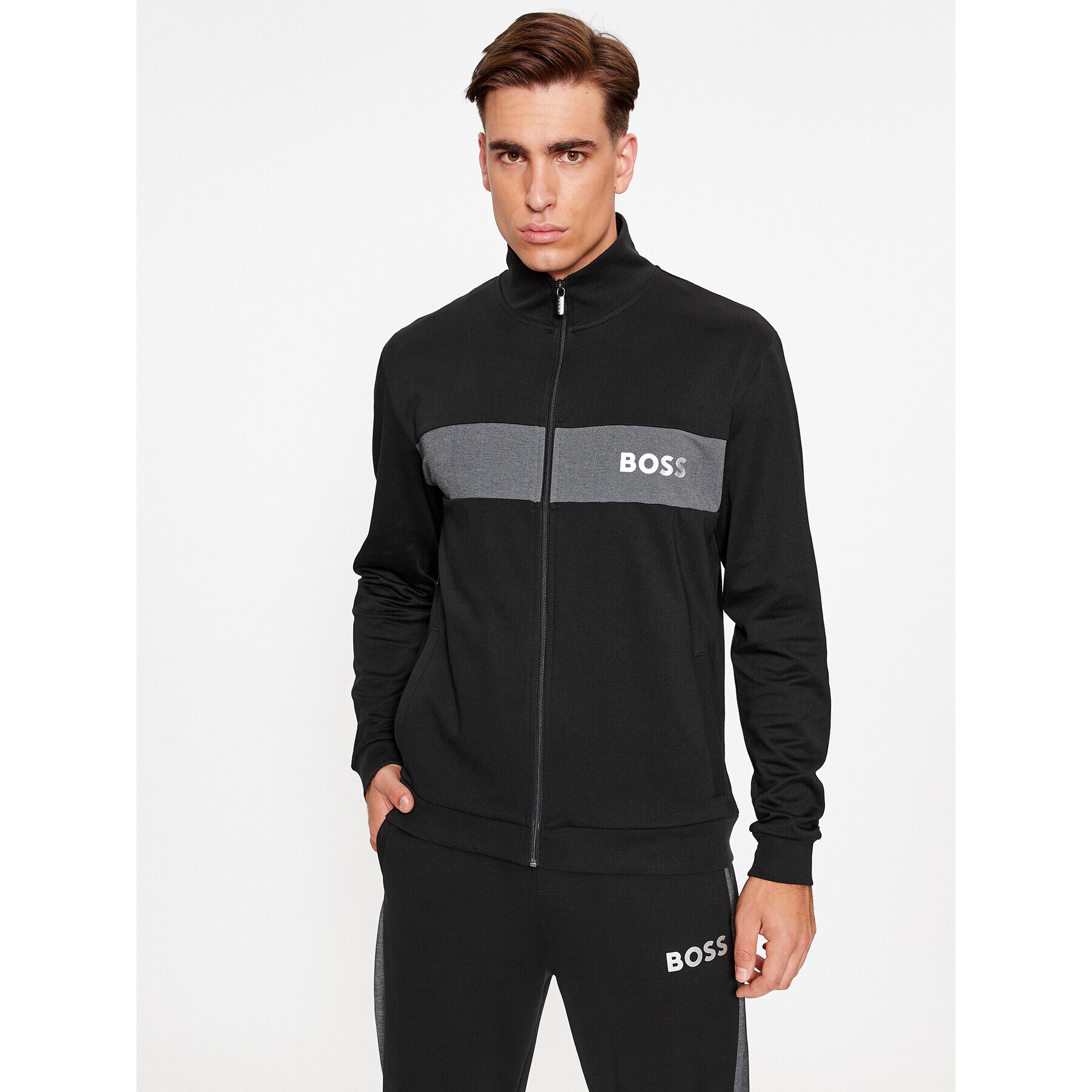 Boss Bluză Tracksuit Jacket 50503040 Negru Regular Fit - Pled.ro