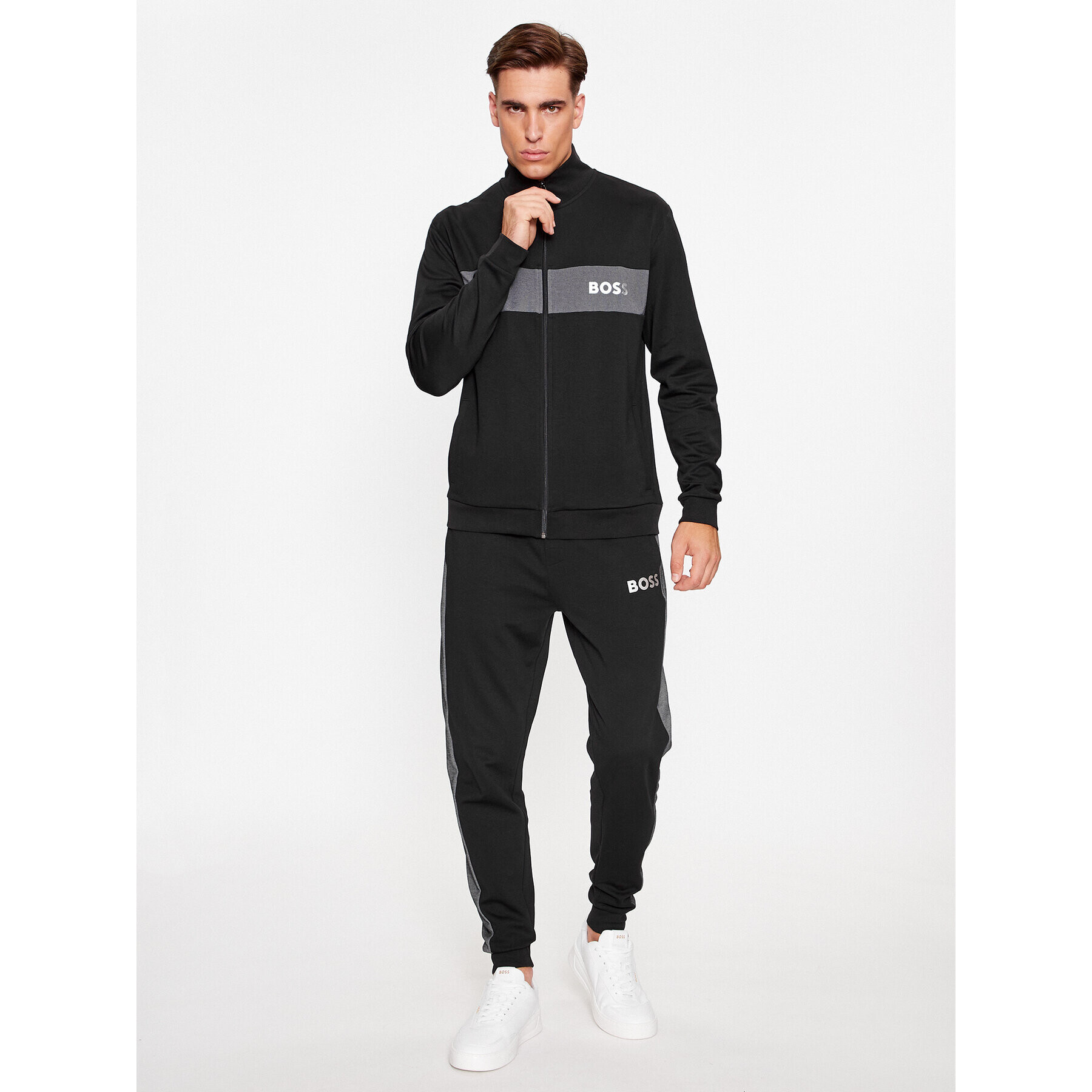 Boss Bluză Tracksuit Jacket 50503040 Negru Regular Fit - Pled.ro