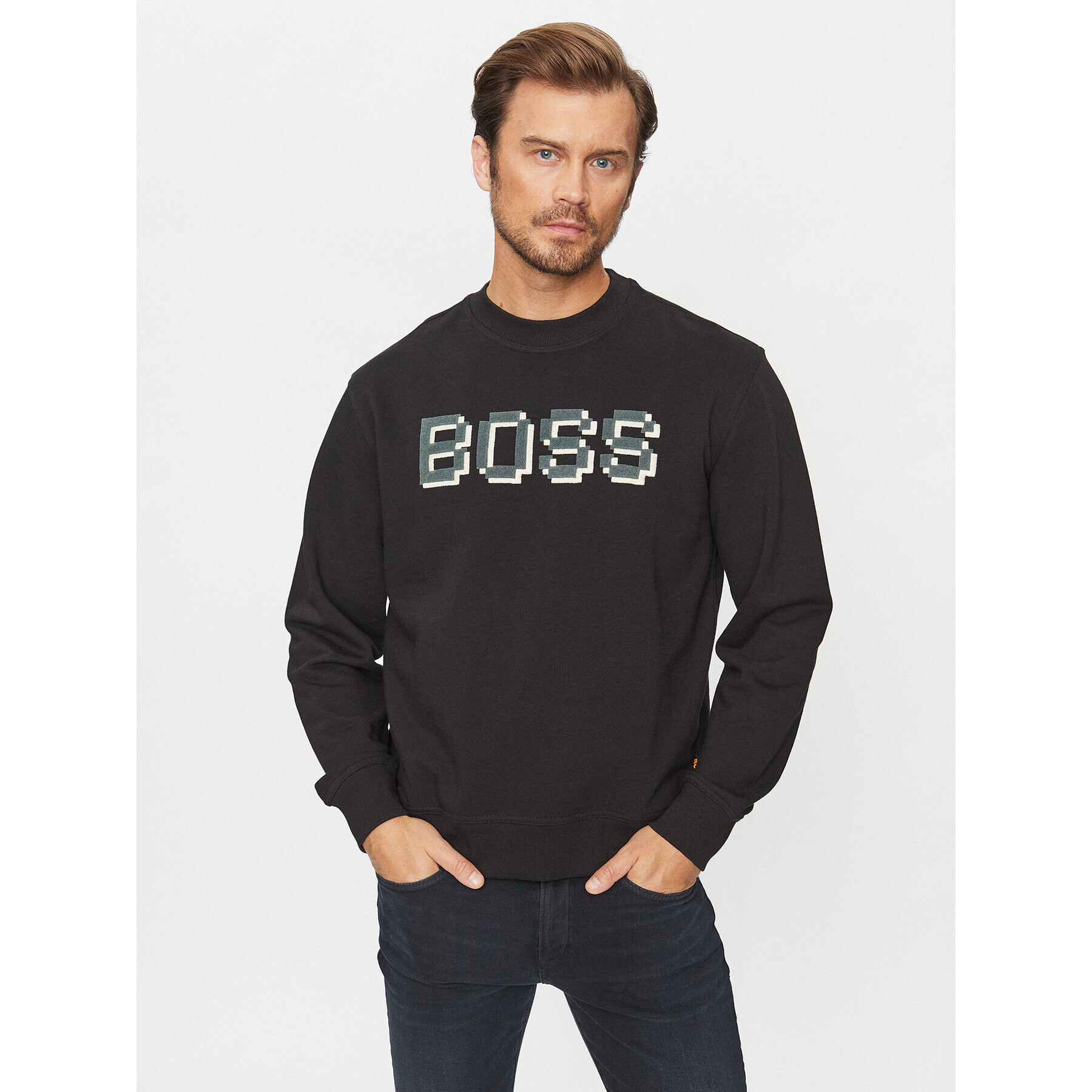 Boss Bluză Weglitchlogo 50499486 Negru Relaxed Fit - Pled.ro